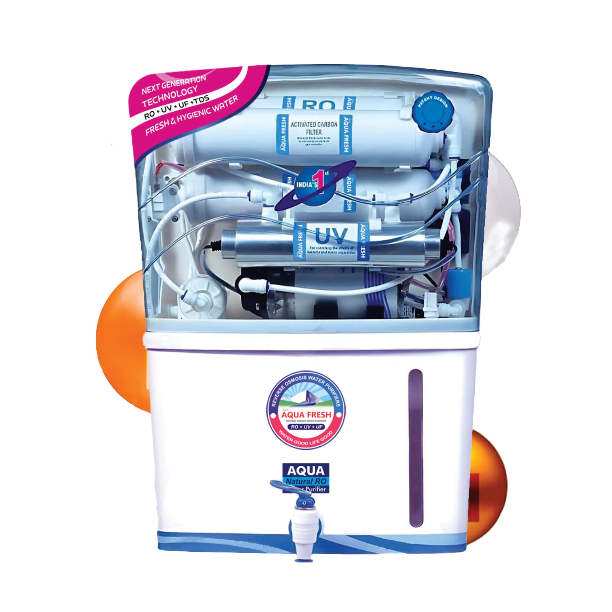 Aquaa Fresh RO+UV+UF+Copper Zinc Mineral, TDS Controller, 20 LPH, High TDS Membrane (2000 ppm), 12L Storage, Water Saving Technology, Domestic Water Filter for Home 1 Year Warranty.-image-20