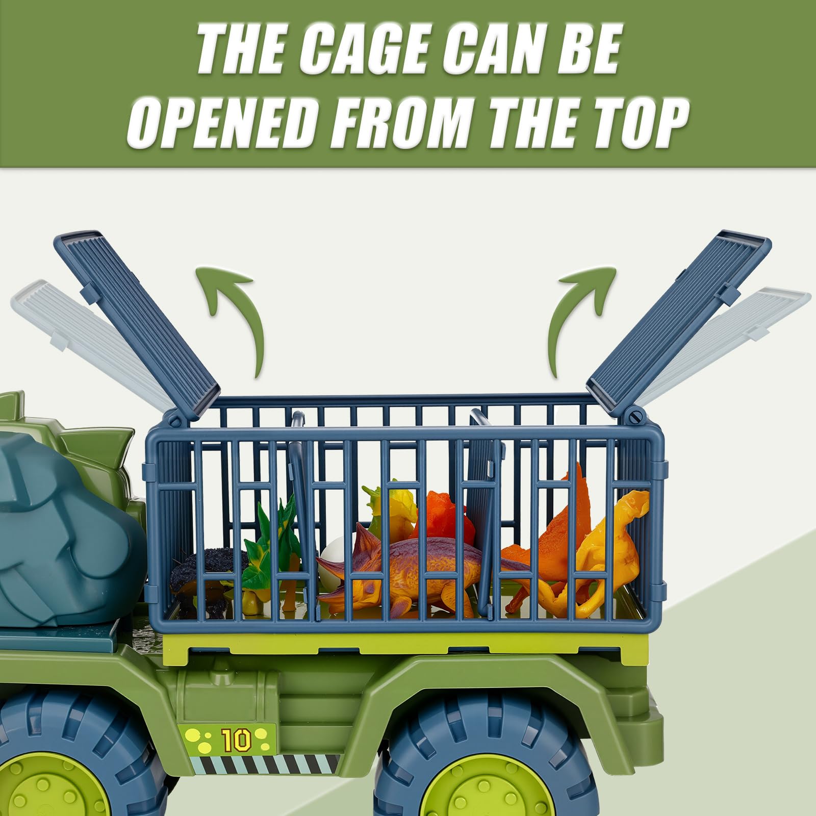 Camión Transportador de Dinosaurios,Juguete de Camión de Dinosaurio,Transportador de Autos Dinosaurios para Niños,Transportador de Coches con 15 Animales de Juguetes Dinosaurios Juegos Set Caja