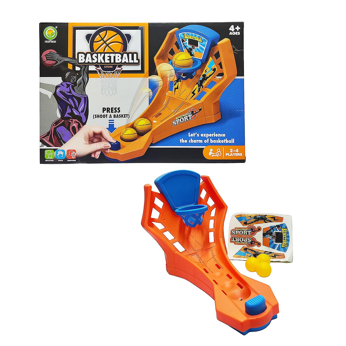 PARTY TIME - Classic Arcade Mini Desktop Basketball Shooting Game, Finger Shoot Toy Set for Kids - Adults, Indoor Office Tabletop Catapult Game & Family Bonding,Fun Sports Toy (Ages 4+)