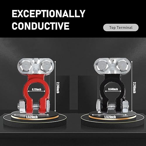 Miniatura 2 de 2 conectores de terminal de automóvil para 0.6 a 0.7 pulgadas de diámetro interior, juego de abrazaderas de terminales de botellas de metal,