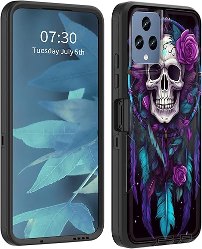 BFUKVOU Funda para Revvl 6 5G, híbrida de doble capa (tapa a prueba de polvo) (montaje magnético para automóvil), protección contra caídas a prueba