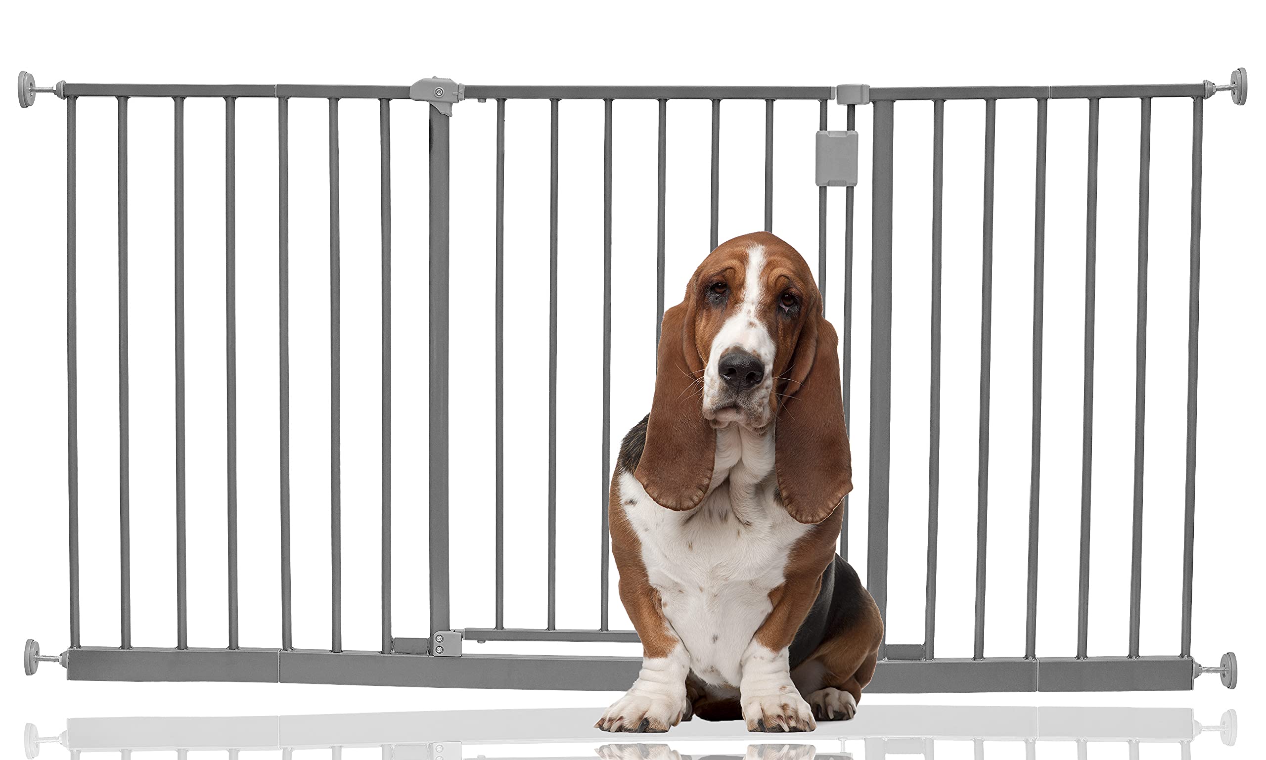 BettacareExtra Wide Hallway Dog Gate, 140cm - 146cm, Grey, Pressure Fit Pet Gate, Puppy Safety Barrier for Hallways and Wide Spaces, Easy Installation