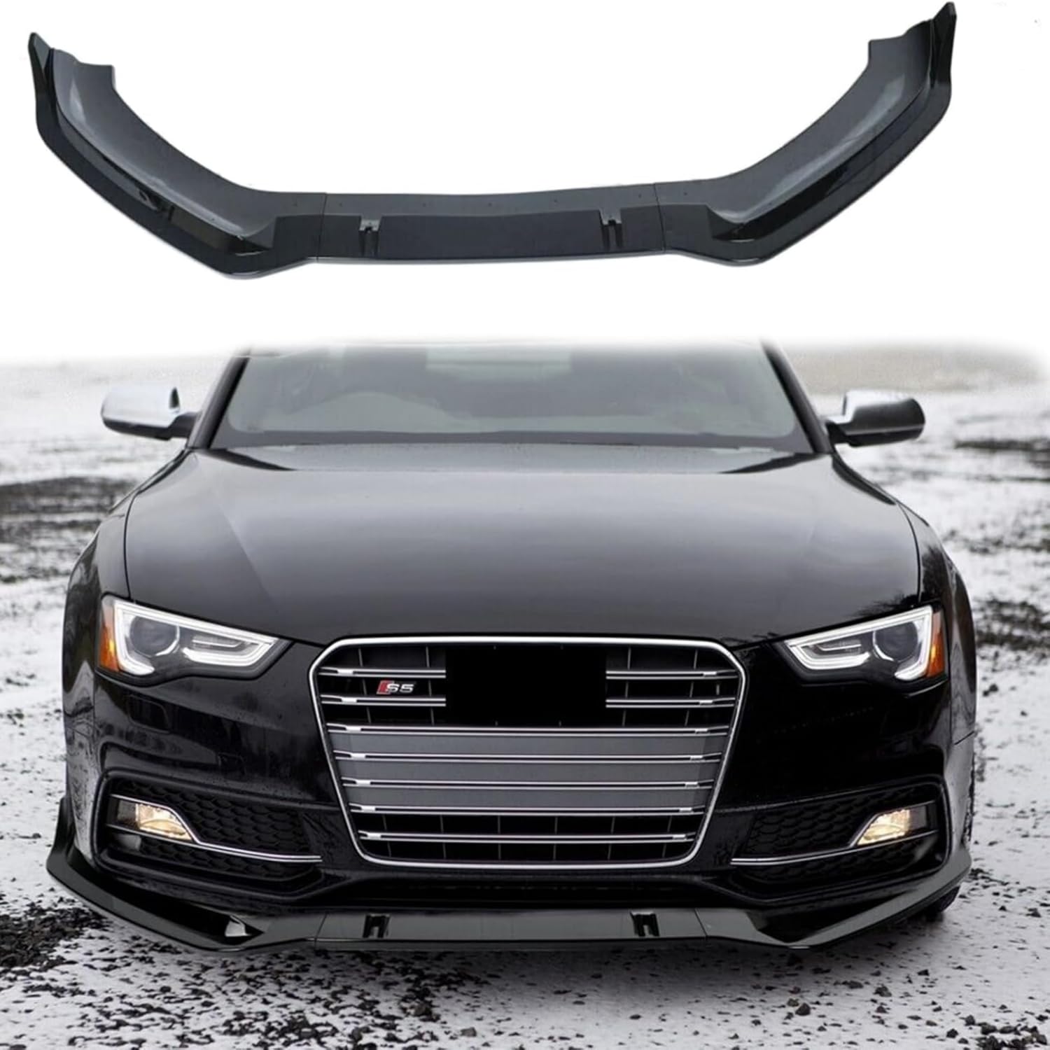 Front Bumper Lip NP Designs Splitter Spoiler Compatible with AUDI S5 A5-S-Line 2012-2016 + S4 B8.5 A4-S-Line 2012-2015
