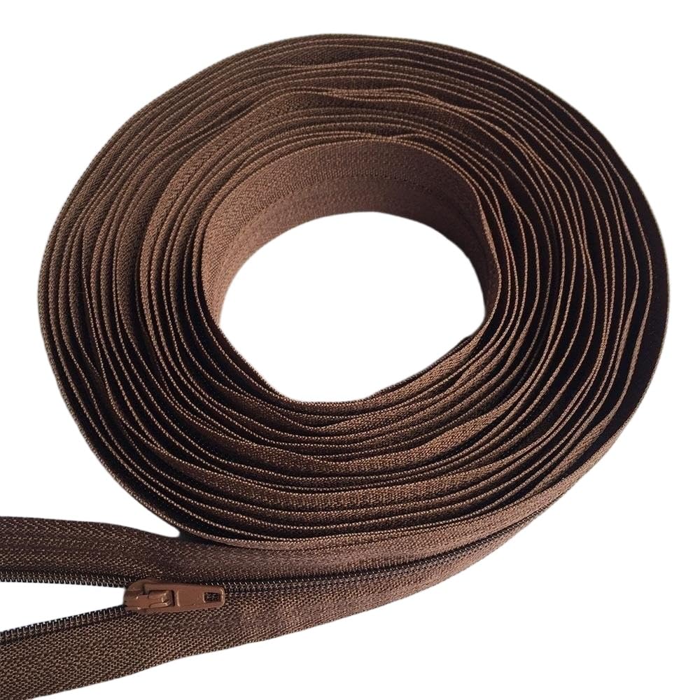 LLZZQQF 1set 3# Nylon Zipper Kit, Length 5Meters Zippers Roll with 10pcs Sliders Durability for Tailor Sewing(Coffee)