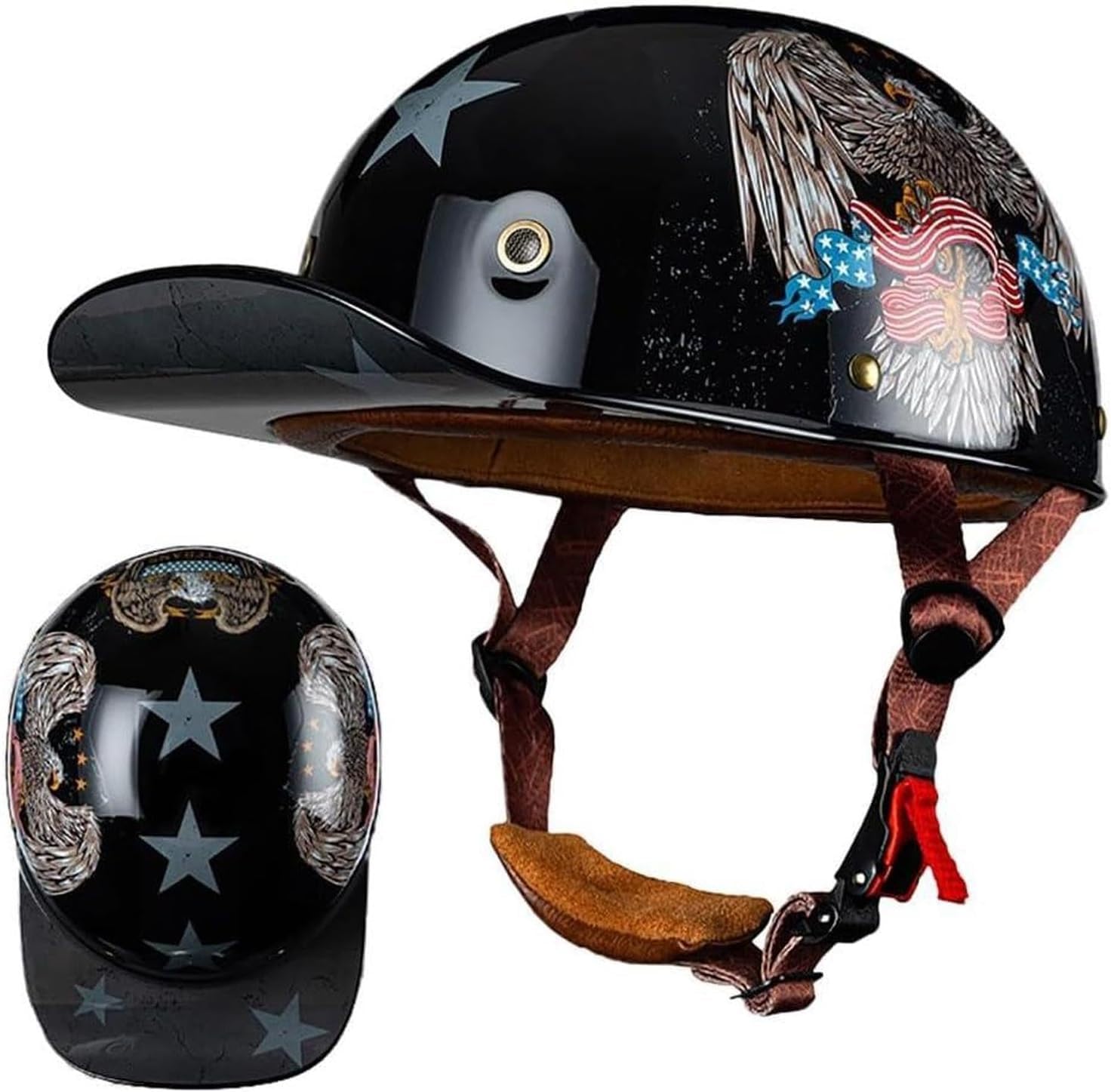 Casco jet homologado Dot ECE acabado vintage con forro premium abierto 8
