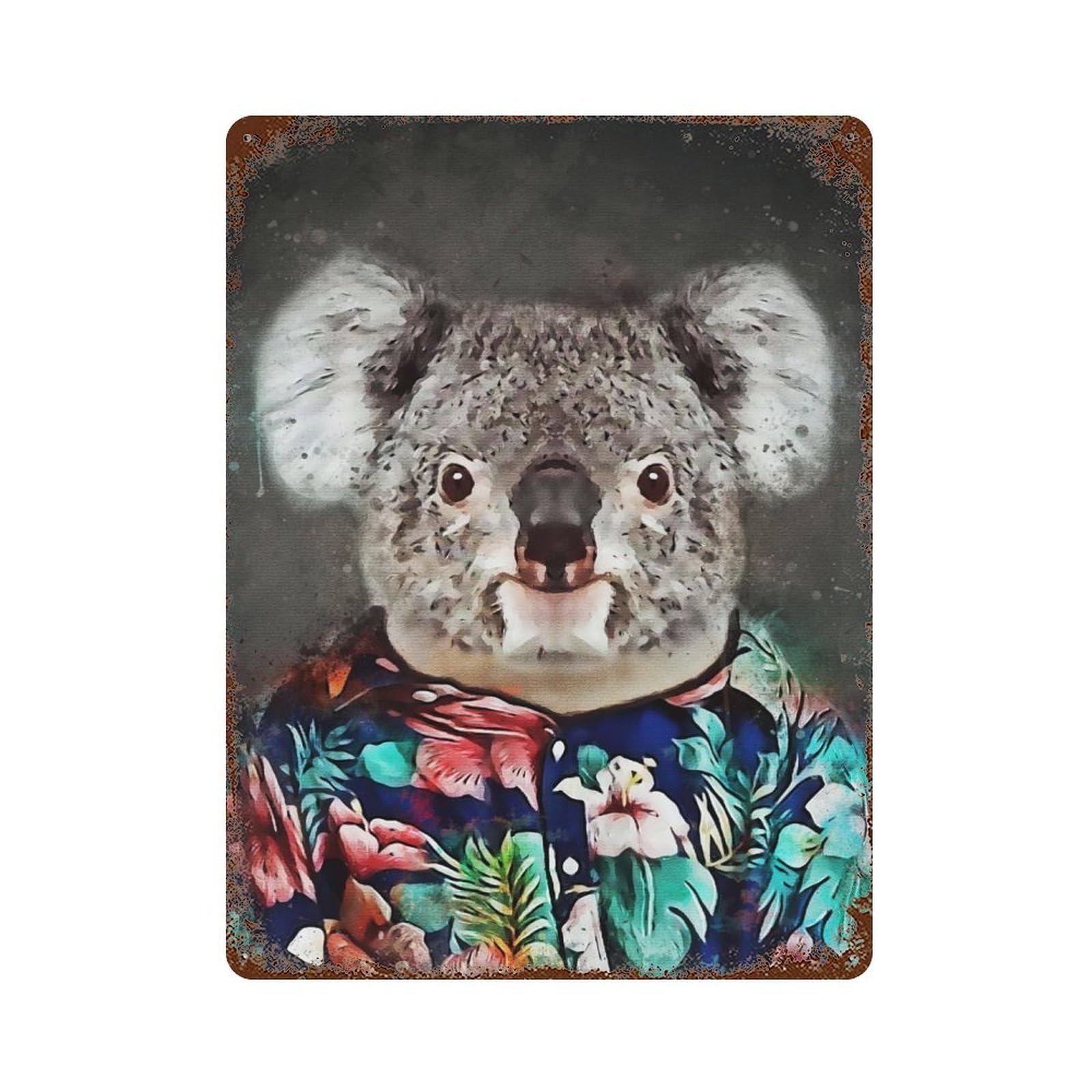 Decorative Tin Sign Koala Fashion 15.7"x11.8", Novelty Wall Decor for Shed, Workshop And Garage Wall Decor