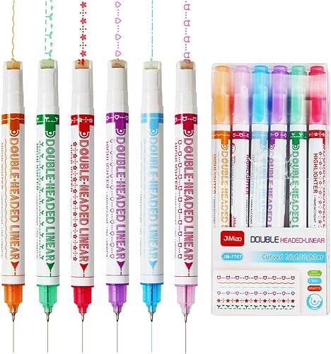Juego de 6 rotuladores de curvas de colores marcadores de doble punta de color con diferentes formas de curvas para adultos y adolescentes perfectos
