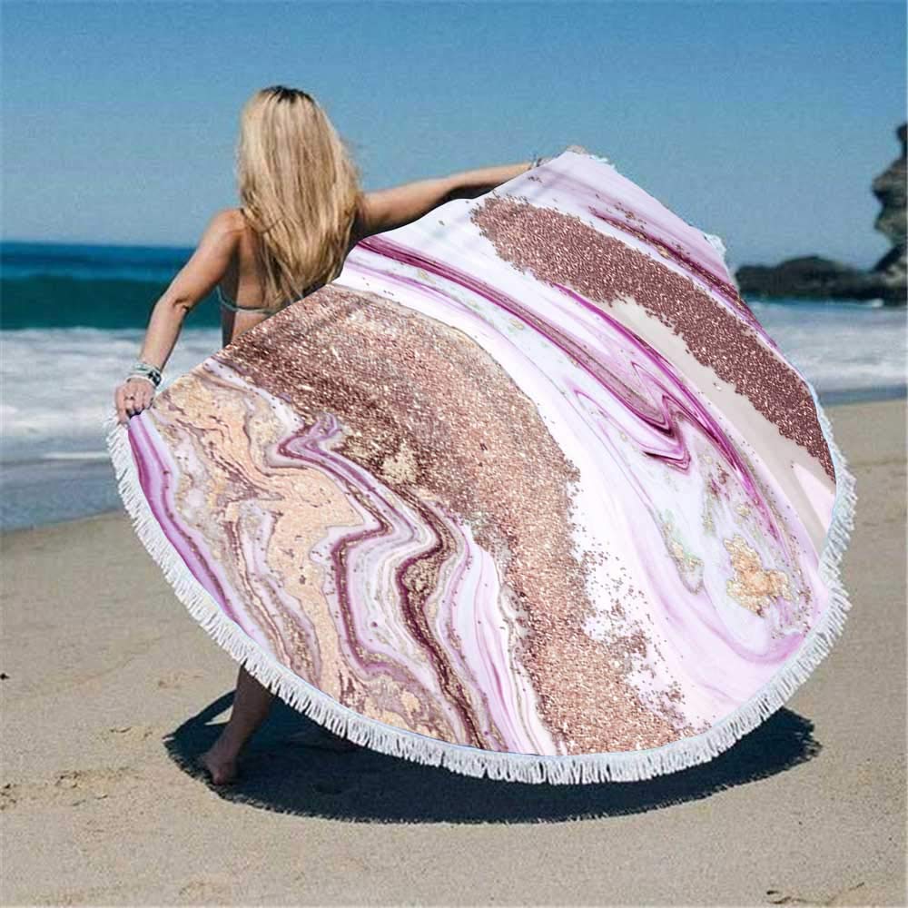 Fiudx Toalla De Playa Redonda De Microfibra, Suave Y De Secado Rápido, Con Estampados Coloridos Y Divertidos Resistente A La Arena Ligera Multiusos Ideal Para Yoga Picnic O Piscina 152 Cm