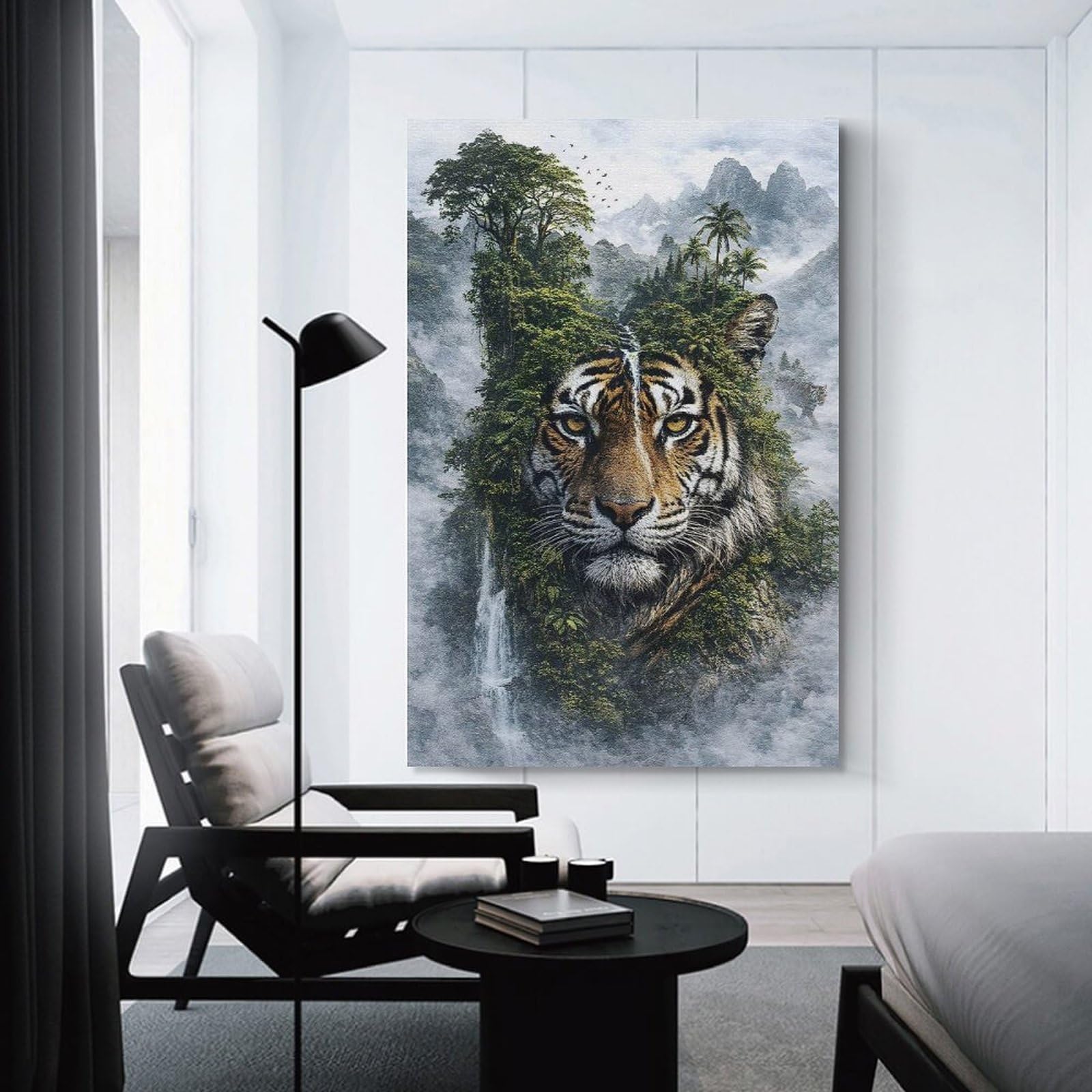 Junmoney The Regal Guardian of The Jungle Decorative Wall Artwork 24x36inch(60x90cm), for Home Lounge, Bedroom Or Reading Nook, Easy Decor for Gallery Walls
