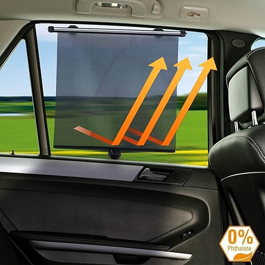 Car Window Shades, 2 Pack Car Window Shade for Baby, Retractable Car Sun Shade, Sun Shade for Car Window Effectively Block UV Rays and Harsh Sunlight, Car Window Shades for Side Window (15.7"x18.5")