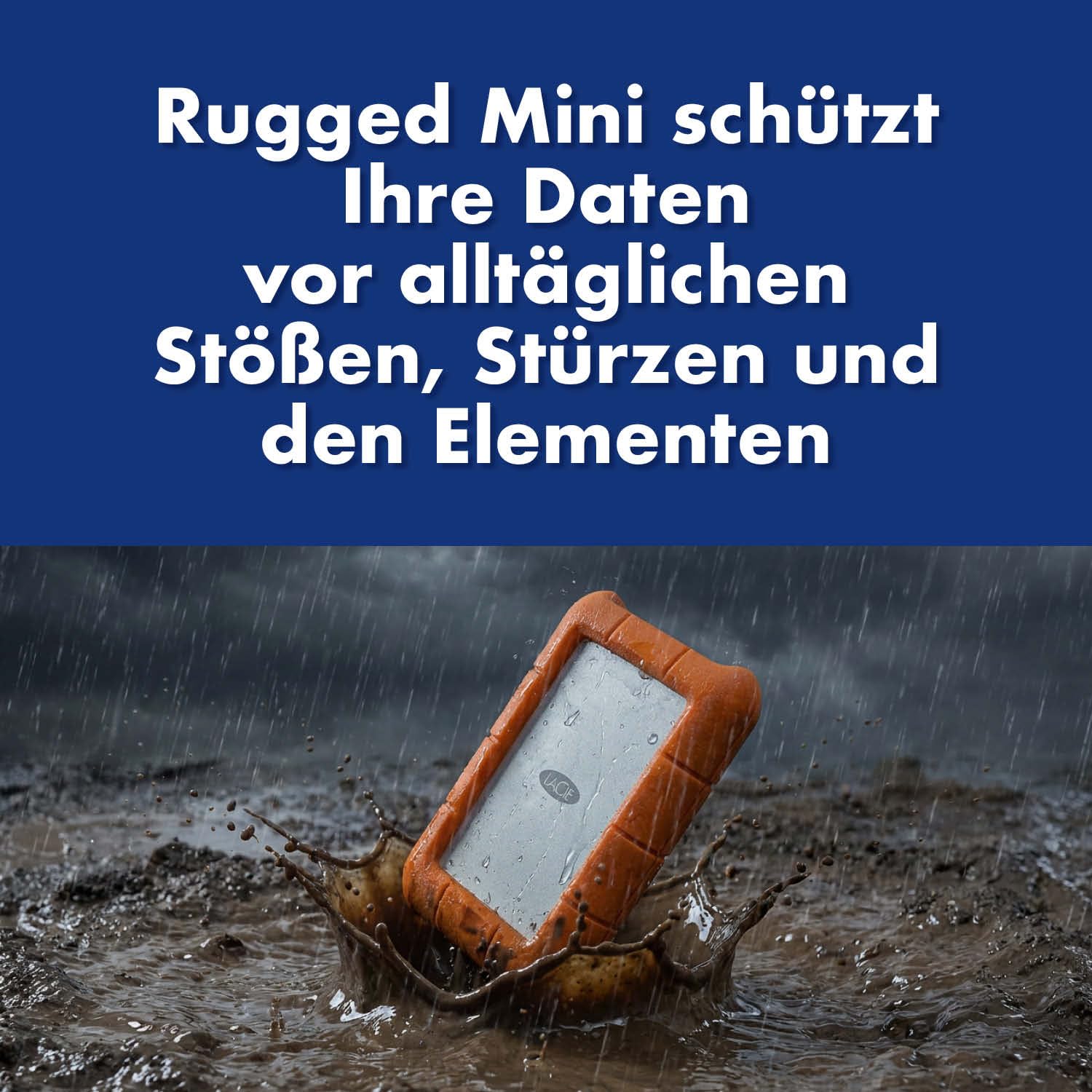 LaCie Rugged Mini 4TB tragbare externe Festplatte, 2.5 Zoll, PC & Mac, inkl. USB-C w/o USB-A Kabel, Data Rescue Service (LAC9000633)