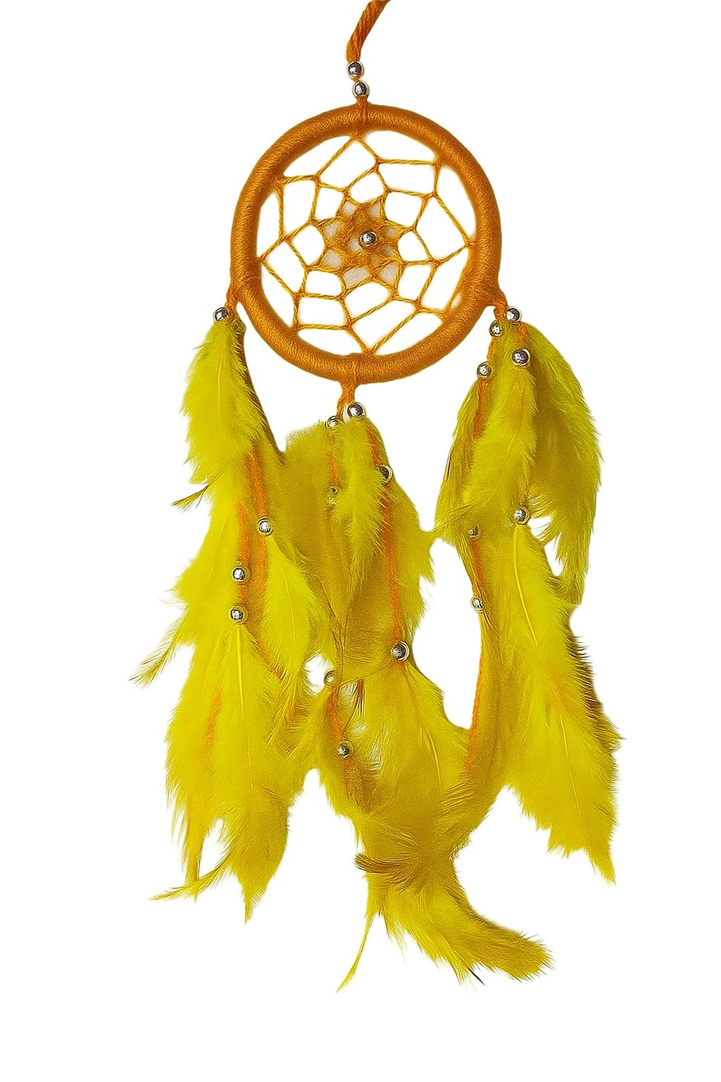 M/S Rakhi Handicraft Dream Catcher for Home Decor, car Hanging, Home Decoration Single Colour 3 inch Long Handmade (Yellow)-image-44