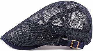 YICHUN Unisex Beret Hat Summer Newsboy Hat Breathable Mesh Flat Cap Outdoors Ivy Sun Hat Baseball Driving Cap for Men Women (Navy Blue)
