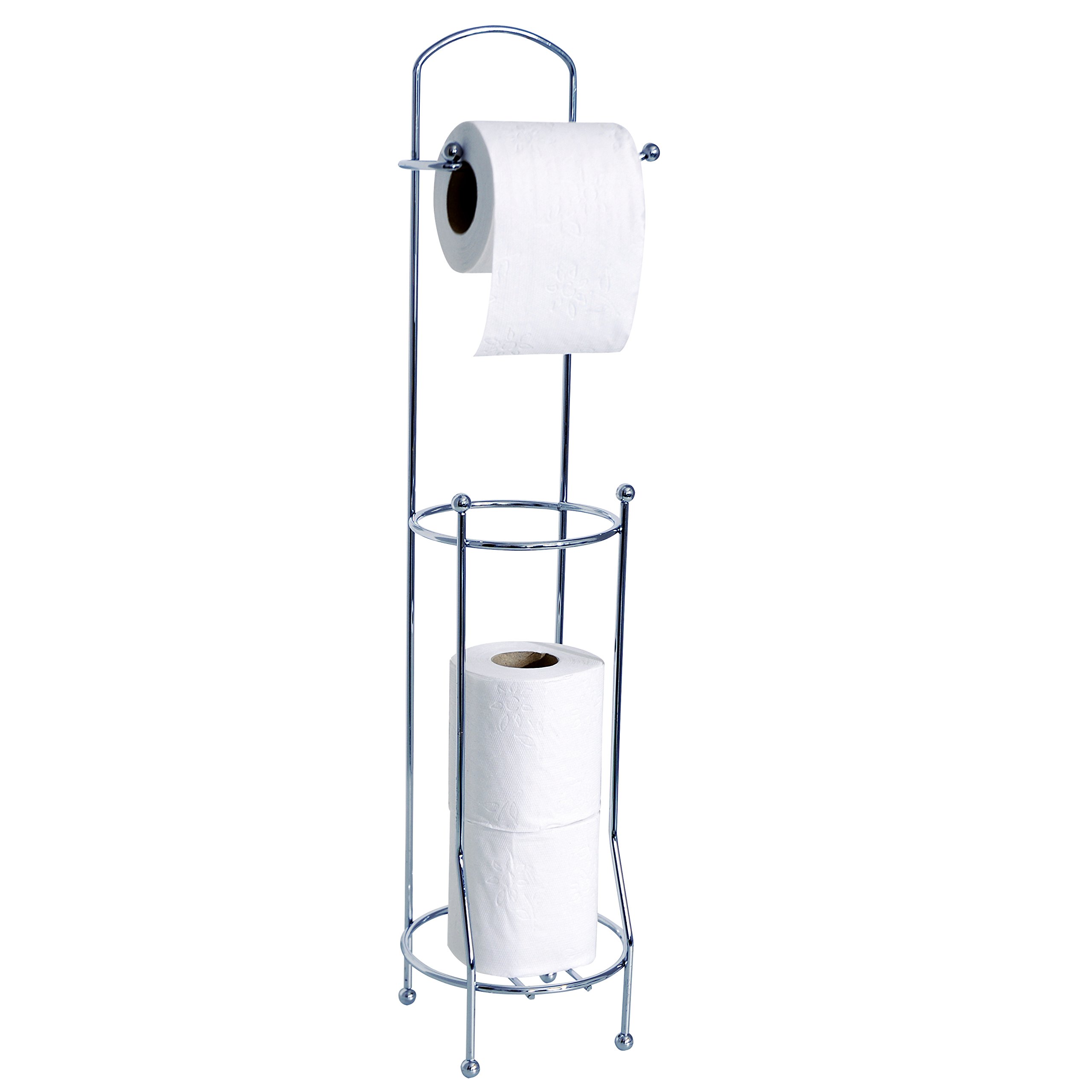 MSV Porte Rouleau Papier WC réserve sur Pied Chromé Gris