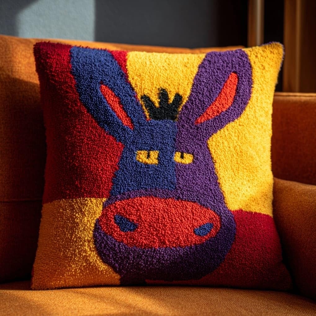 AxiangziK Latch Hook Pillow Kit 17x17in,Animal Donkey
