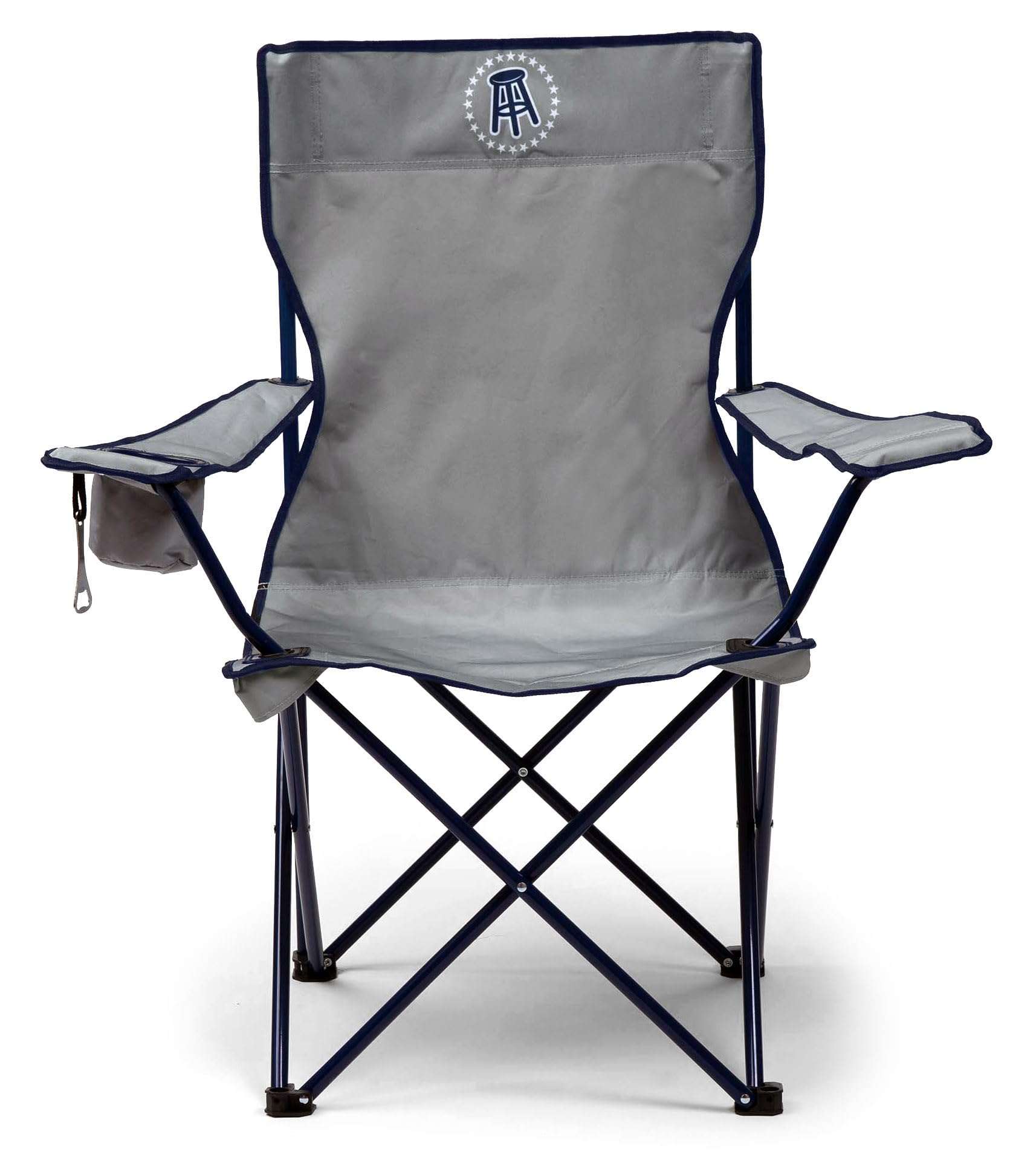 SATURDAYS ARE FOR THE BOYS Heavy Duty Outdoor Folding Chair from Barstool Sports, Great Camping Chair for Sports, Tailgate - Includes a Insulated Cup Holder and Bottle Opener, 225 lb Capacity, Grey