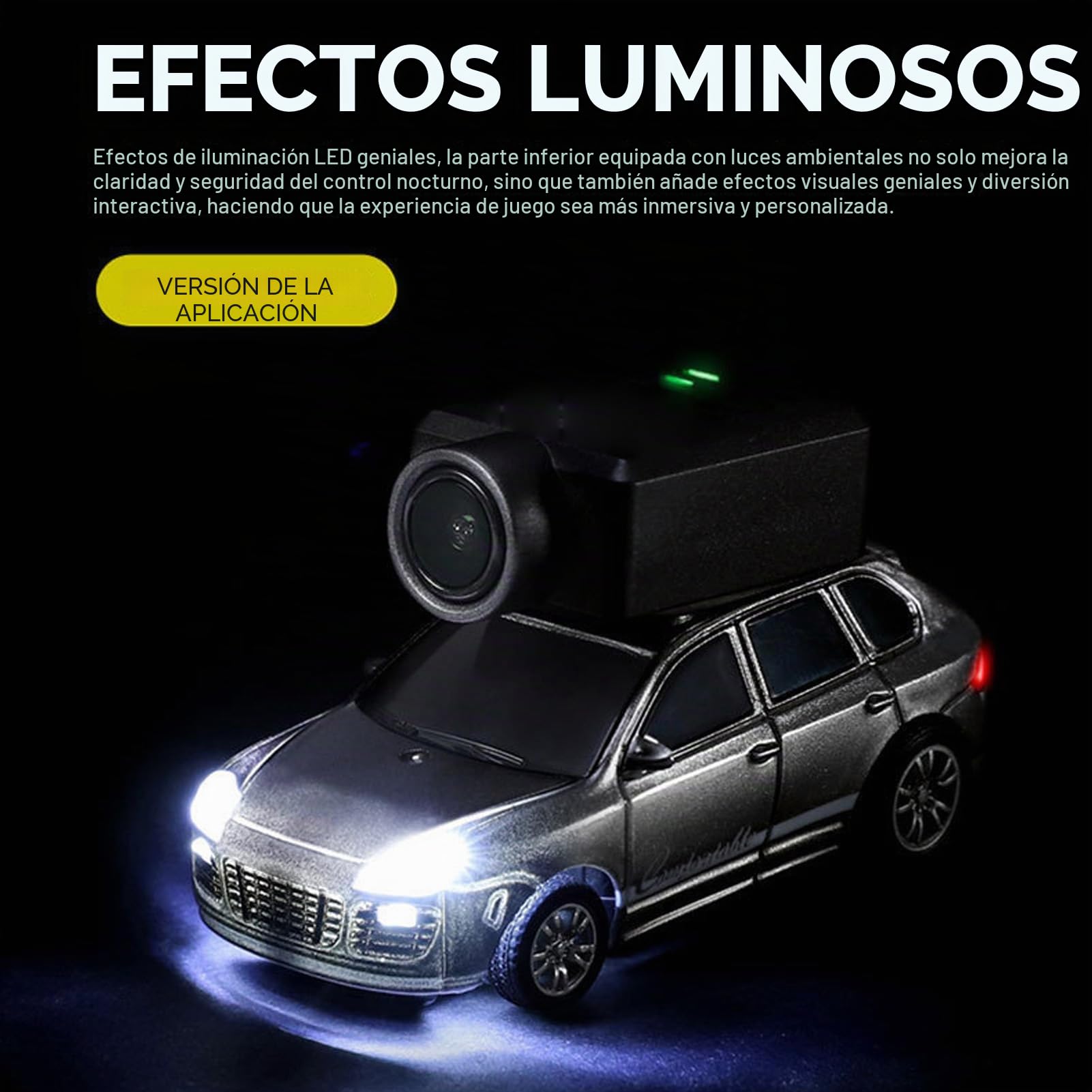 Bewinner Mini Coche RC con Cámara HD FPV, Coche de Carreras de Deriva a Escala 1:64 con Luces Ambientales, 3 Modos de Velocidad, Transferencia de Vídeo en Tiempo Real, Control Remoto de