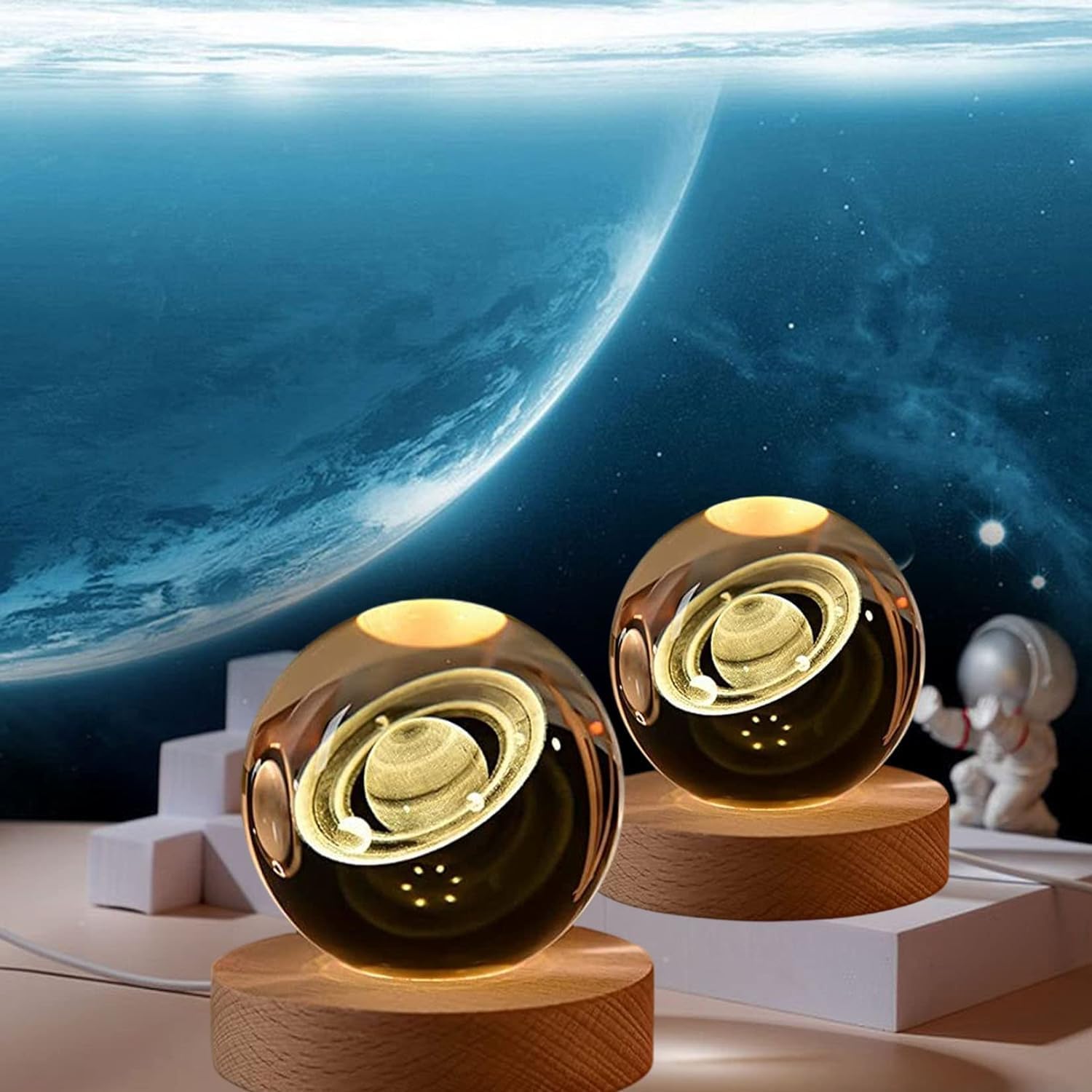 Buy MORESOON 3D Galaxy Crystal Ball Night Light Creative Engraved