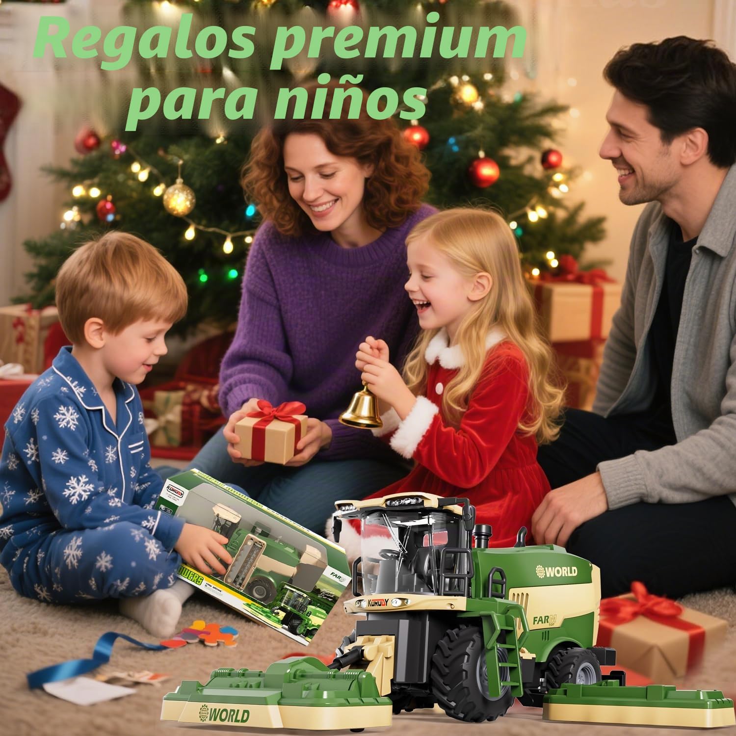 PENGBU RC Juguete de segadora, cosechadora teledirigida para niños, 2,4 GHz, tractor teledirigido y trituradora de maíz con sonido/luz/spray, cosechadora