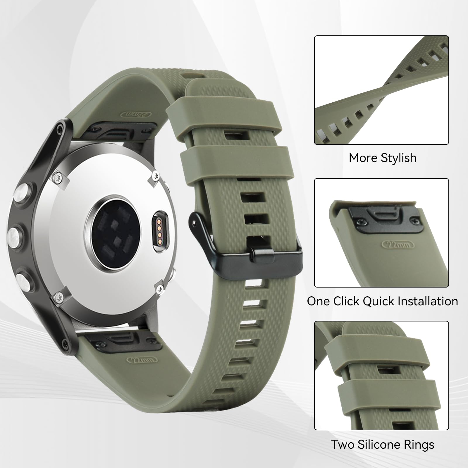 aceyoon 22mm Quickfit Silicona Reemplazo Correa para Garmin Quatix 7 Pro Fenix 7 6 5 Instinct Forerunner 935 945 Approach S60 S62 Descent G1
