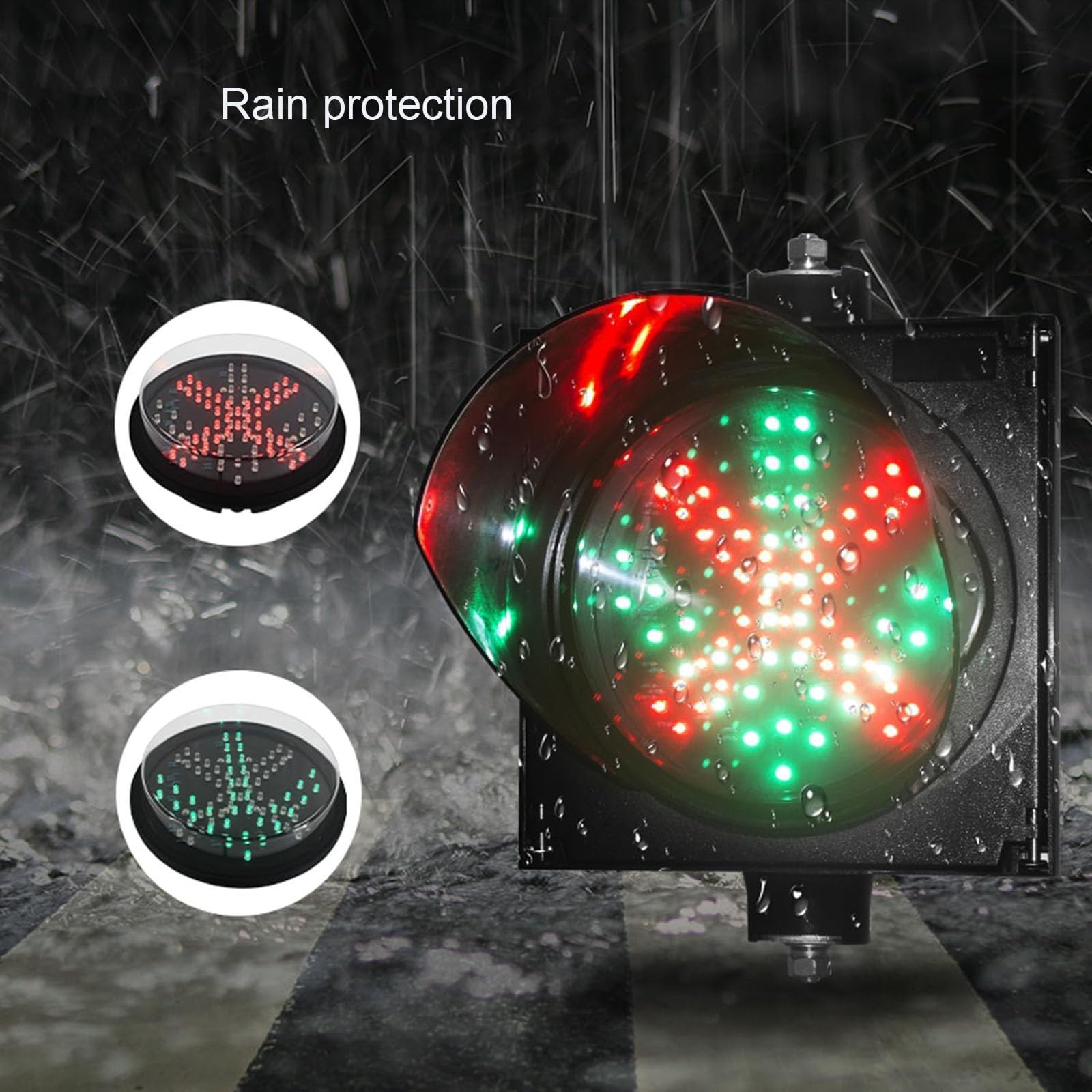 Feu Tricolore, feux d'arrêt rouge/vert, Flèches LED et feux de Circulation Croisés, boîtier PC Résistant au soleil et étanche, feux de Signalisation de l'usine de Stationnement du pont-bascule(200mm/7
