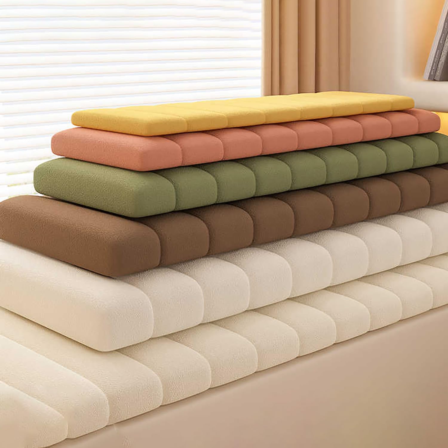 Custom Window Seat Cushion Indoor Splash-Proof Made to Measure Bay Window Cushions Thicken and Comfortable Bench Cushions for Indoor Furniture with Non-Slip Bottom