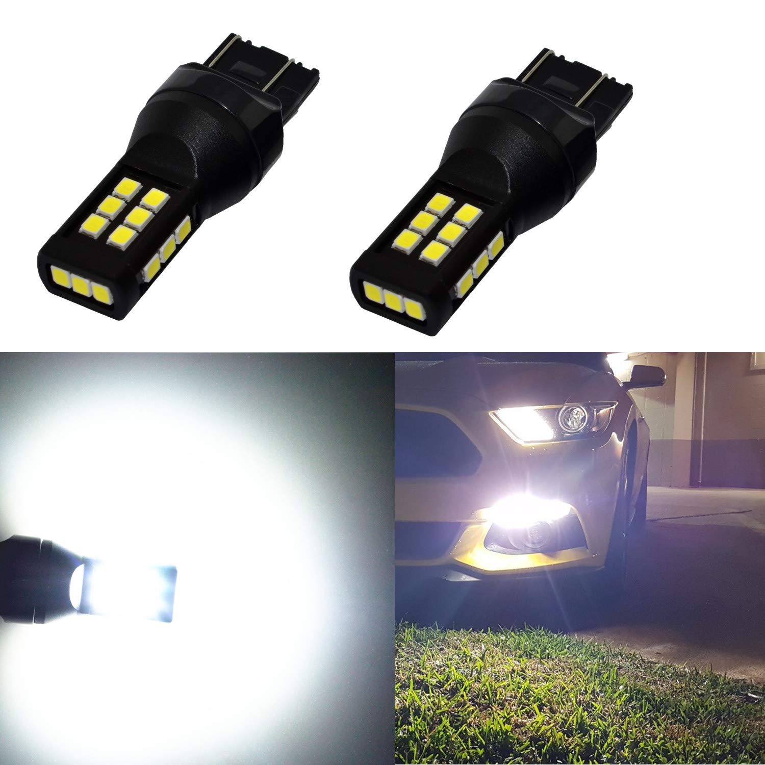 Alla Lighting T20 7440 7443 White LED Bulbs Xtreme Super Bright 7441 7444 7443 LED Bulb 3035 21-SMD 6000K Xenon LED 7443 Bulb for Turn Signal Back-Up Reverse DRL Brake Stop Tail Lights