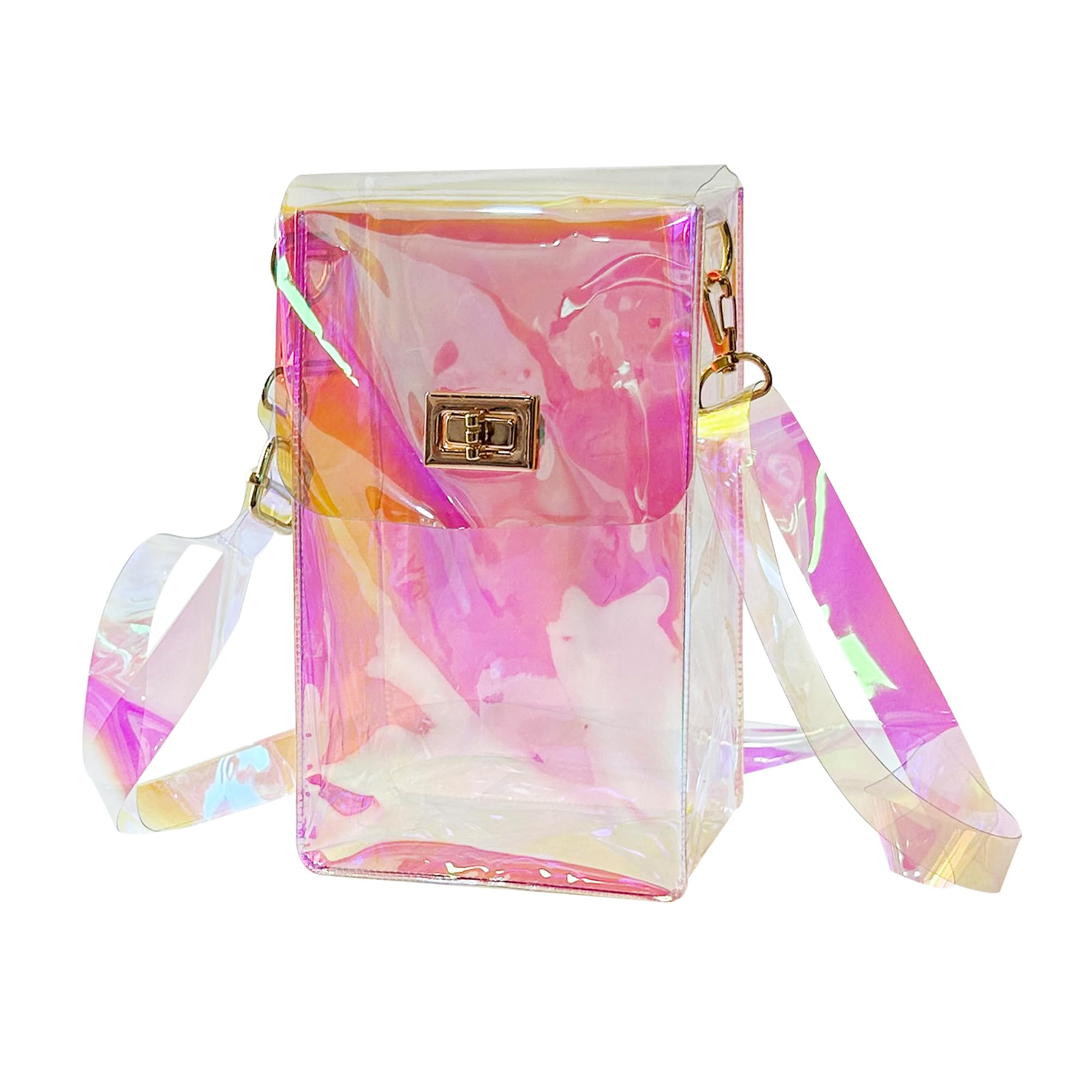 TotePrint Kleine Holographische PVC Umhängetasche |Wasserdichte Crossbody Bag für Strand, Reise & Alltag Leicht & Kompakt mit Reißverschluss