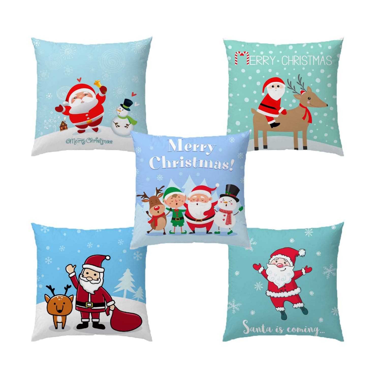 AH ARTSY HOMEDigital Printed Micro Jute Designer Decorative Throw Pillow/Cushion Covers - Set of 5 (16 x 16 inch)