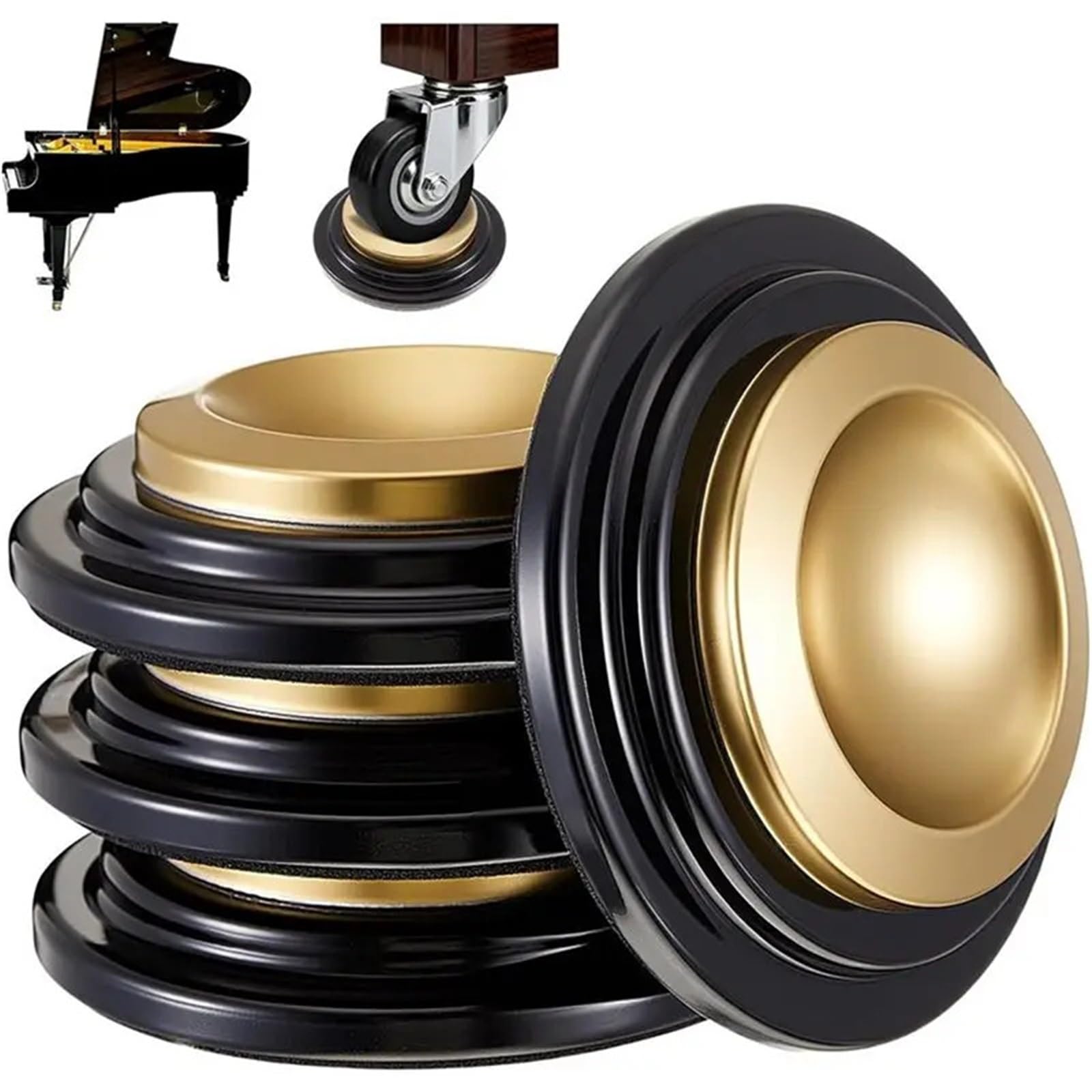 4 Uds. Tazas con ruedas de goma Metal for pisos madera, almohadillas for patas muebles parte inferior fieltro antideslizantes resistentes