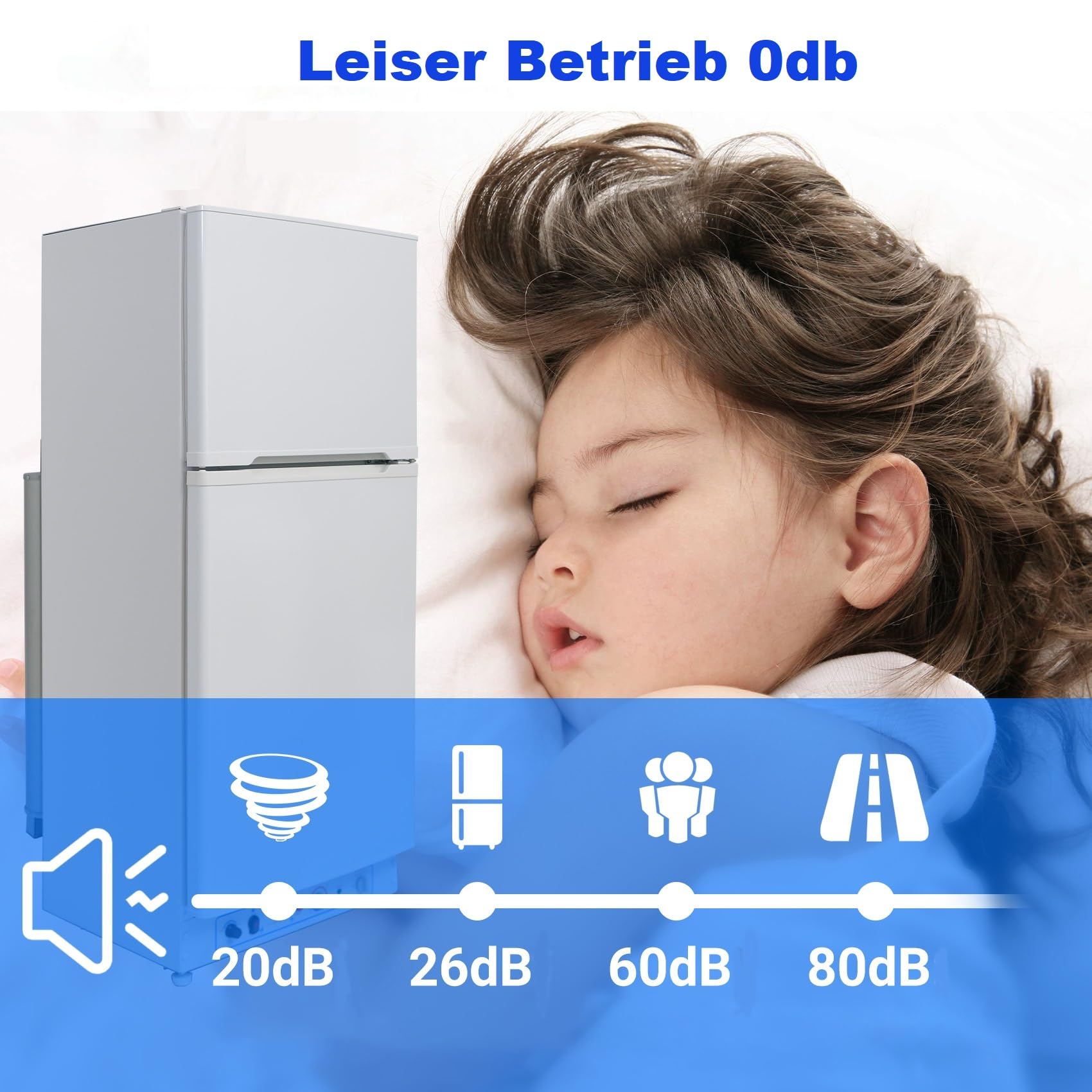 Gas Kühlschrank mit Gefrierfach, 185L, Kühl-Gefrier-Kombinationen, Gas/230V, Kühlschrank Groß für Küche, Outdoor, Wohnmobil, Reisen, Weiß