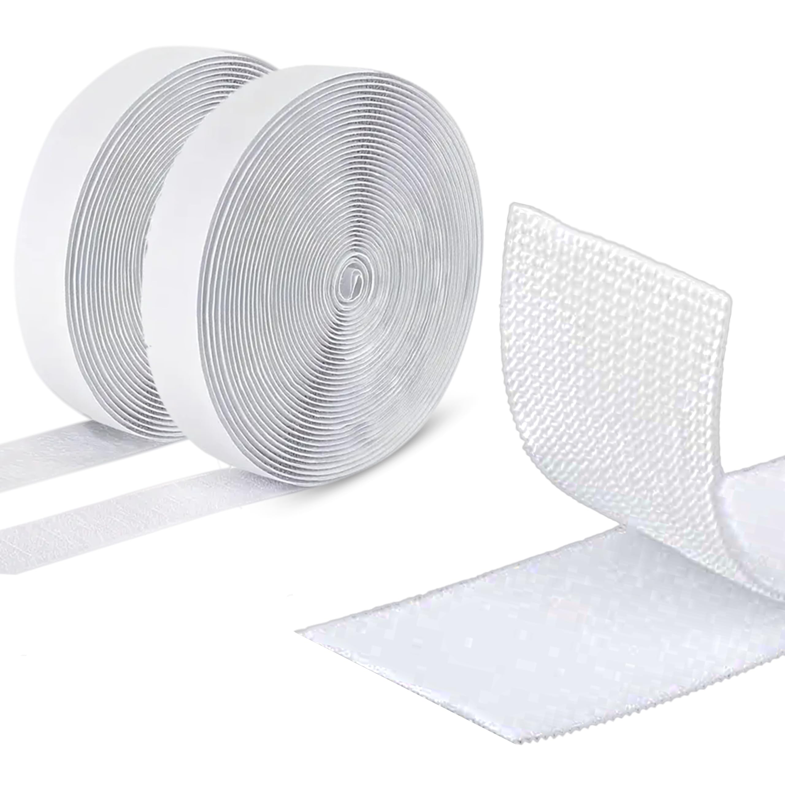Amriz Hook and Loop Tape Self Adhesive, Extra Strong, 5m Sticky Back Fastening Tape, 50 mm Wide, Double-Sided Strip Tape (White)