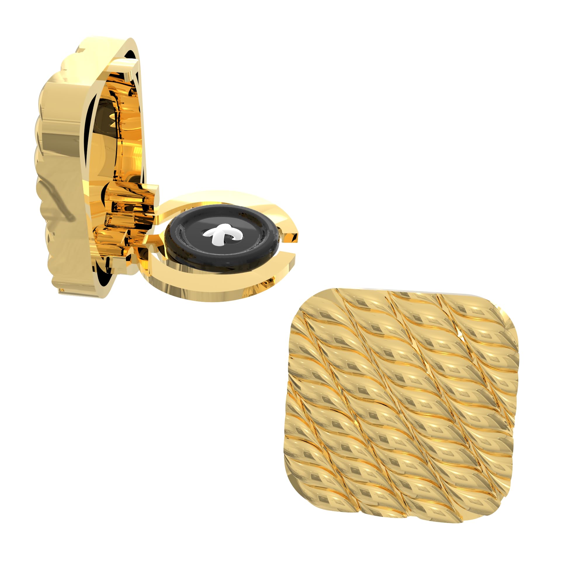 "Men'S Gold Plated Snap-On Shirt Button Cover Cufflinks Set - Stylish Mandala Jali Design With Gold Colour Plating - Elegant Dress Shirt Accessories"- Gold Colour Plated Woven Style-image-34