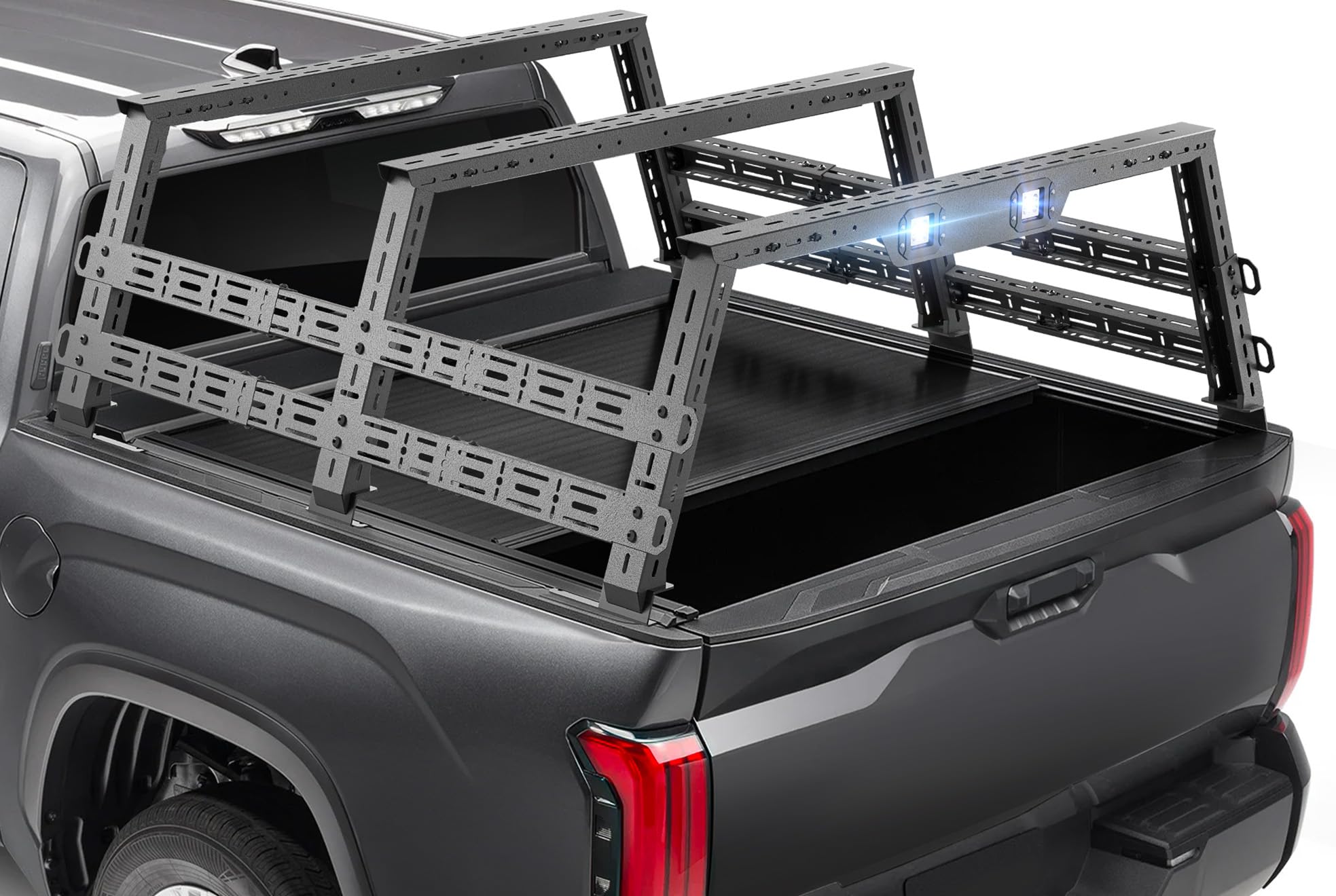 EYOUHZ Truck Cargo Rack Adjustable 25" High Overland Bed Racks with 2 LED Lights Compatible with Ford F-Series/Silverado/Sierra/Ram/Tacoma/Tundra/Titan/JT/Frontier/Canyon Cargo Carrier
