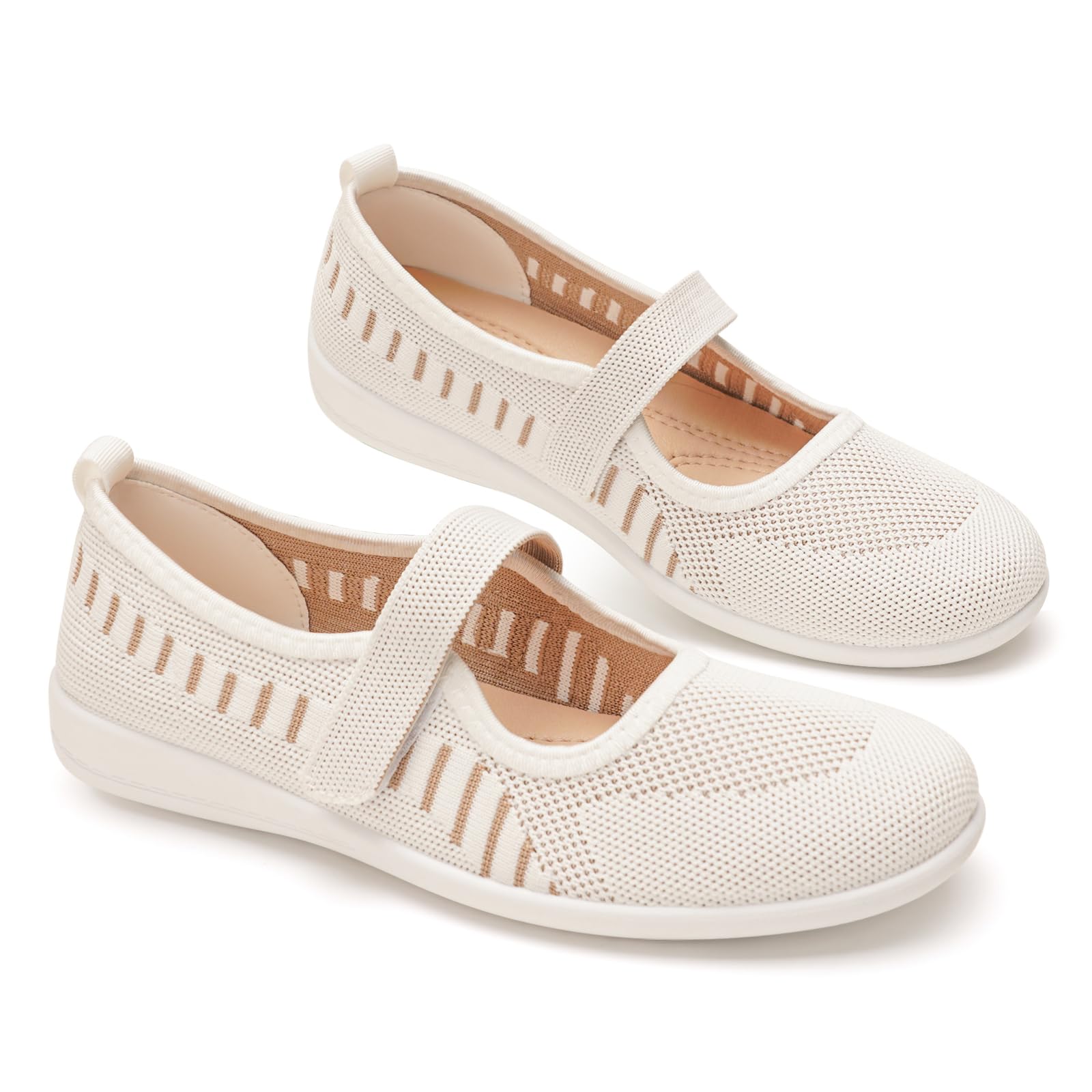 GLAMORA Merceditas Mujer Tira Ajustable Transpirables Punto Flexible, Bailarinas Cuña Baja Comodas Antideslizantes, Calzado Ligero Casual Verano Mary Jane Tejido