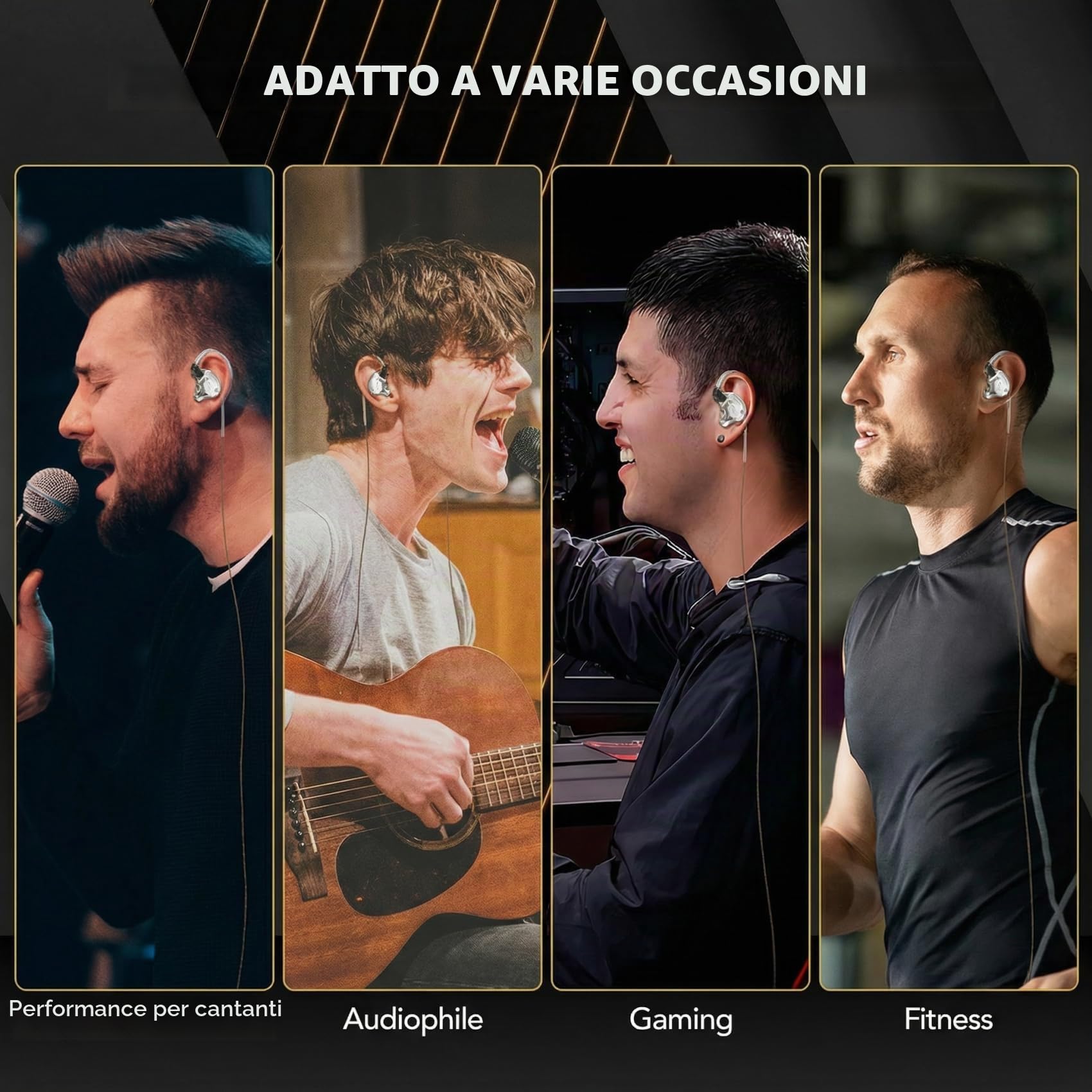 Yinyoo KZ ZS10 PRO Cuffie in-ear HiFi con isolamento acustico in Ear Monitor Auricolari Auricolari in metallo ad alta fedeltà con driver 1DD 4BA (blu senza microfono)