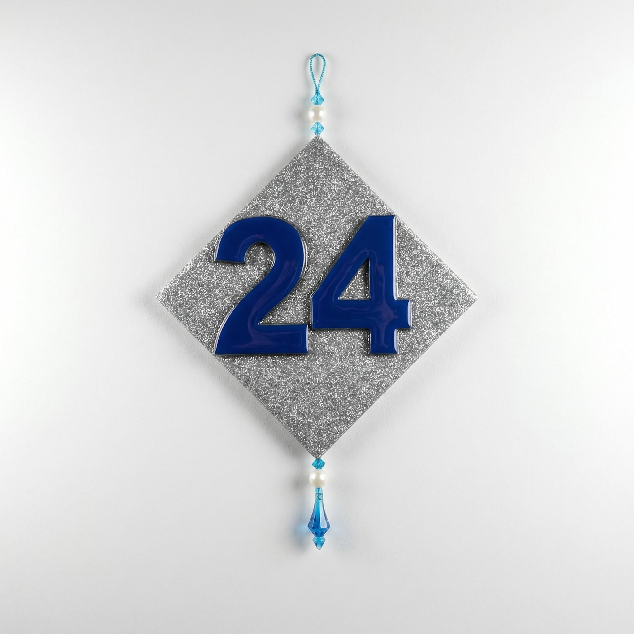 Numerology Number 24 Wall Hanging Silver Background Resin Art 6 inch Square-image-21