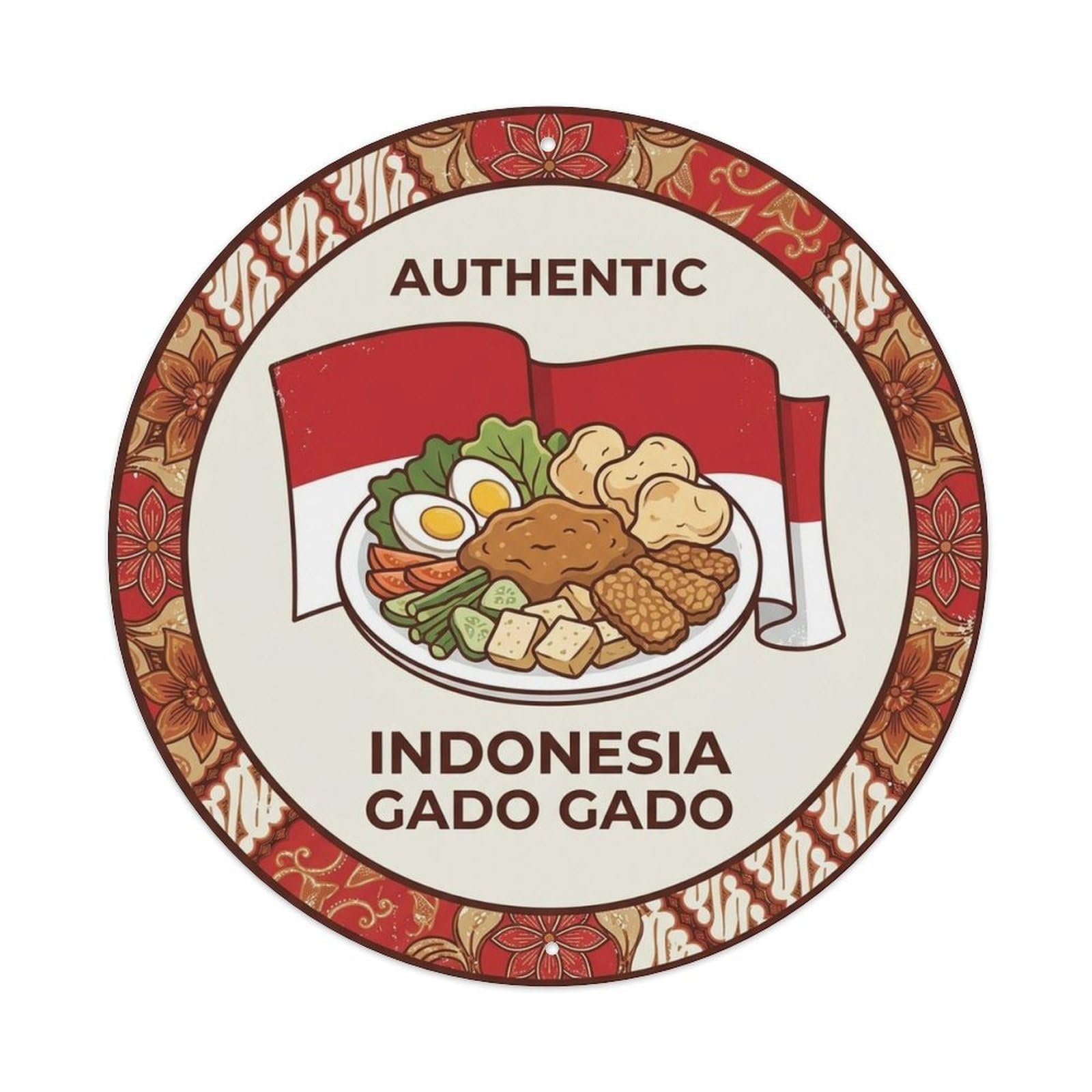 Indonesia Travel Gado Gado Indonesian Salad Cuisine Metal Tin Sign
