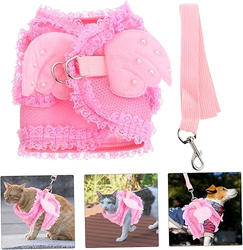 Miniatura 3 de Parliky Correa de conejo, arnés para perro grande, arnés para perro mediano con alas, correa para gato, arnés de conejo para mascotas, juego de