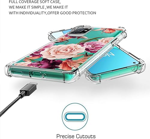 Miniatura 6 de Osophter Funda para Oneplus 8T Flower Floral para niñas y mujeres, absorción de golpes flexible de goma TPU (flor púrpura)