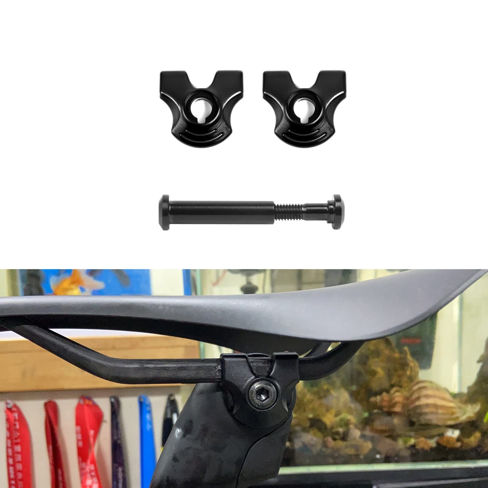 Xotic Tech Seatpost Saddle 7x9 Clamp Ear + Ti Bolt Kit for Carbon Rail, Compatible with Specialized S-Works