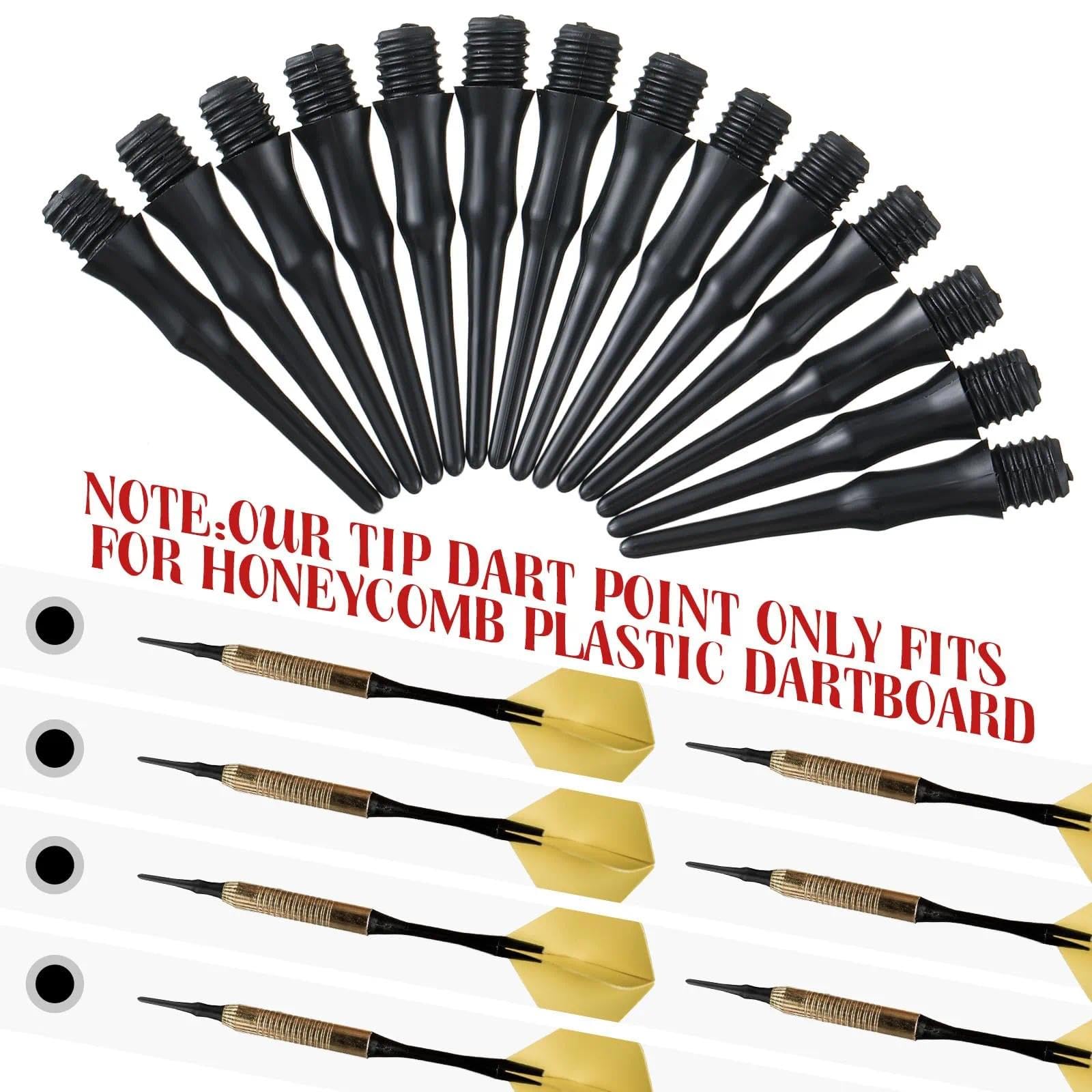 200 Pièces Pointes Plastique pour Fléchettes - 2BA Filetage Noir - Pointes Remplaçables pour Jeu et Compétition - Accessoires Fléchettes Professionnelles