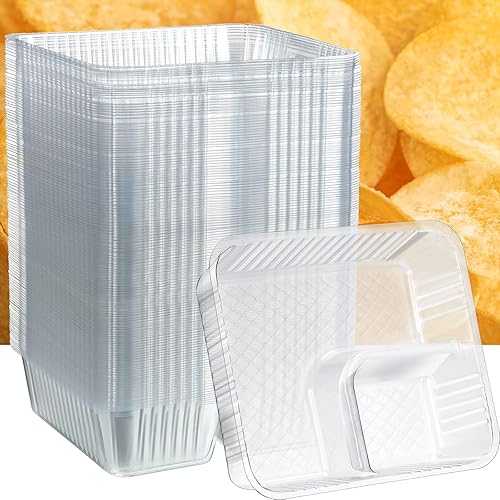 300 bandejas de nachos desechables con 2 compartimentos, bandeja de comida para concesión, suministros de noche de películas, bandejas de aperitivos