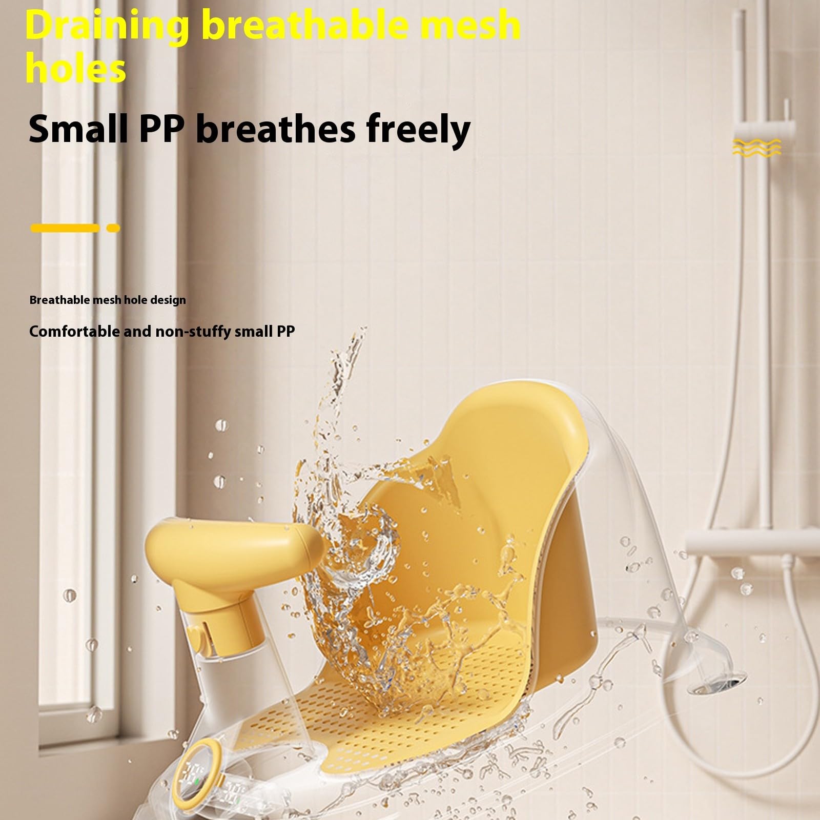 Asiento De Baño De Bebé Portátil Diseño Que Ahorra Espacio Y Montaje En Pared Con Alerta De Calor Inteligente Silla De Baño Infantil Montada En La Pared