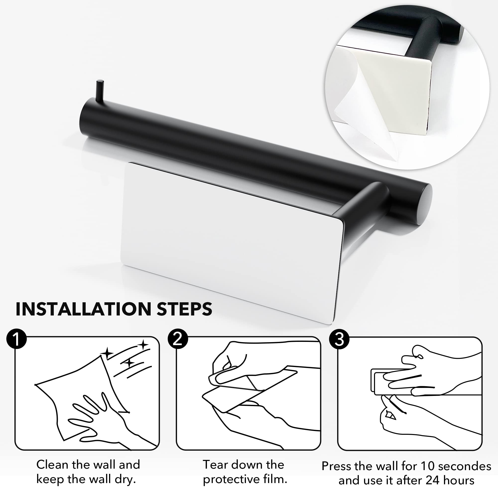 Susswiff SelfAdhesive Toilet Paper Holder Matte Black