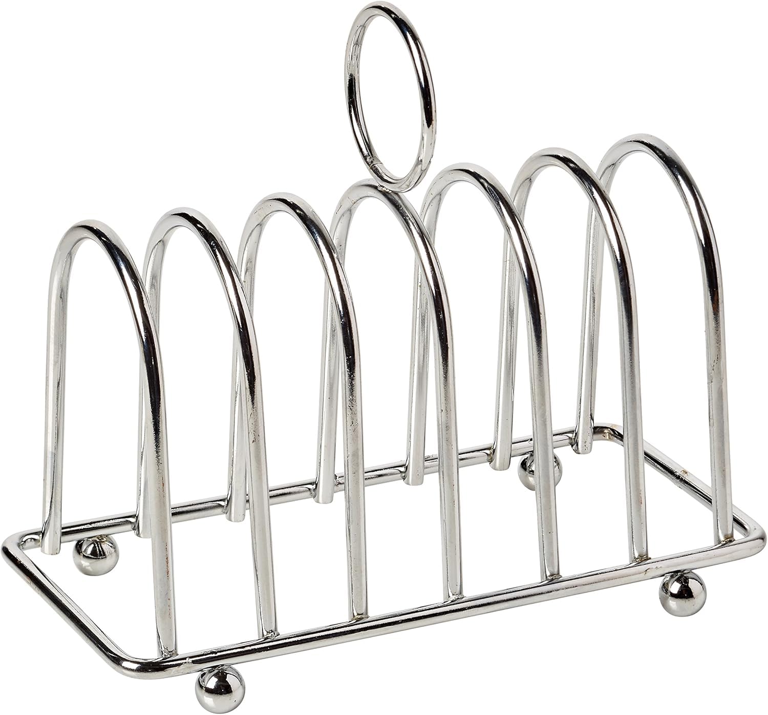 Chrome Toast Rack 6-Slice Capacity Metal Holder Stylish Stainless Steel Server for Breakfast, Brunch & Table Pack of 1.