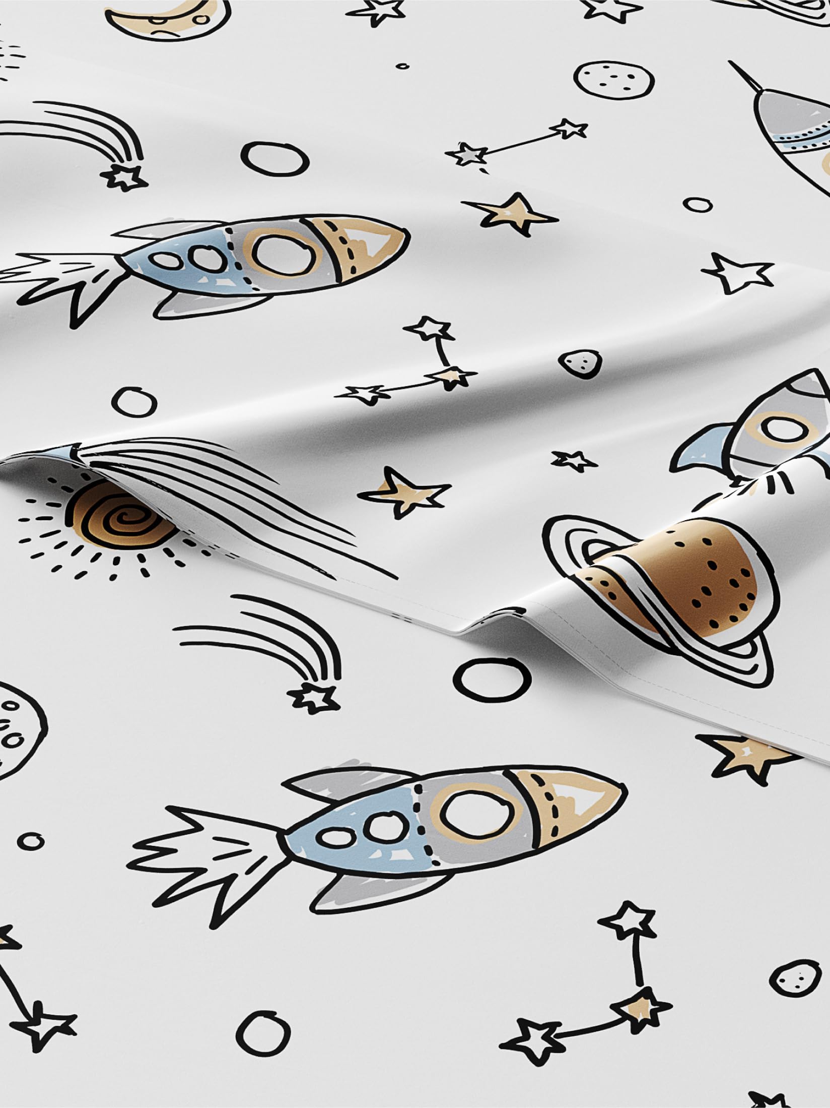 Kids Twin Size Outer Space Bed Sheets - 3 Piece Kids Outer Space Sheet Set