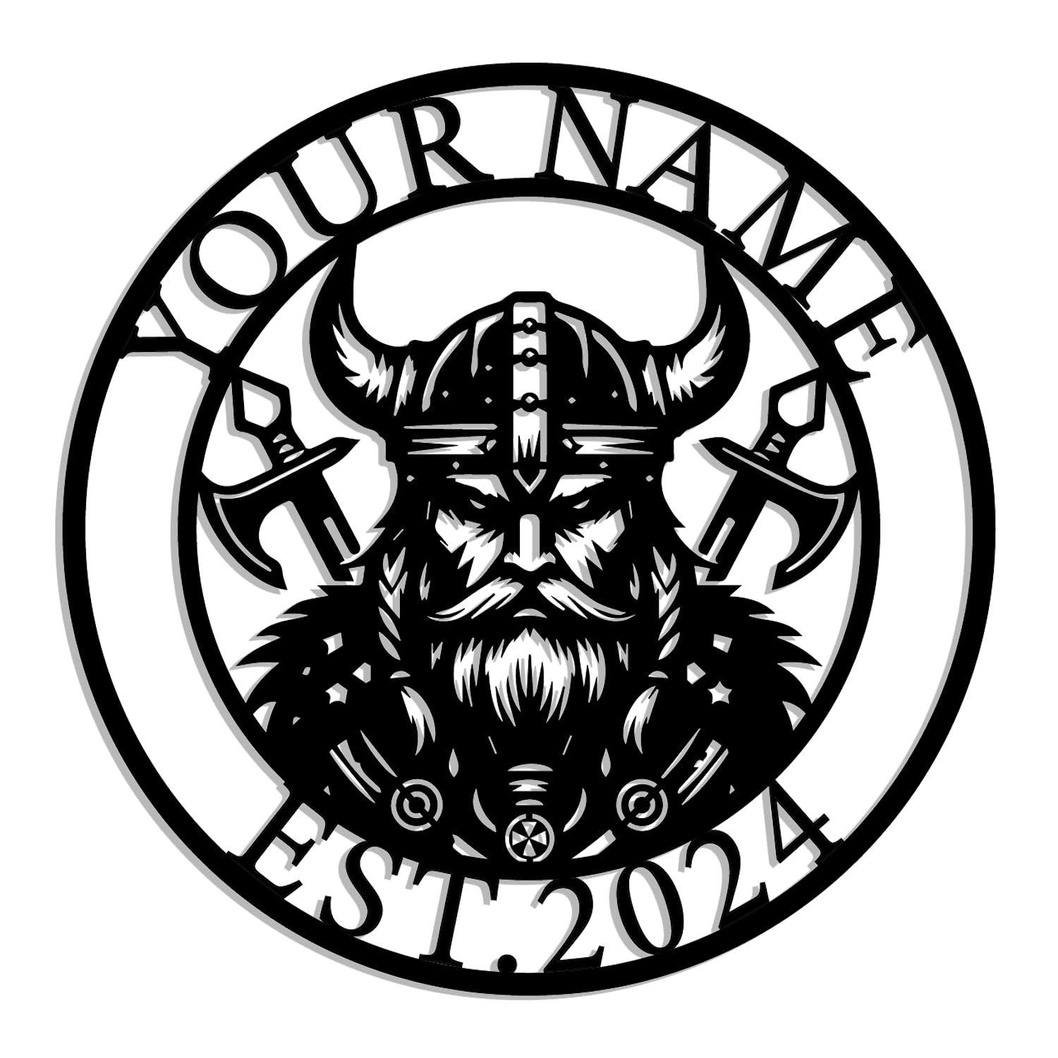 Kissesuu Style-3 Custom Viking Metal Sign,Personalized Odin Metal Wall Decor, Personalized Nordic Name Est Sign, Scandinavian Decor, Viking Lover Gift, Fathers Day, Mancave Decor,Icelandic Art,Custom Viking Skull