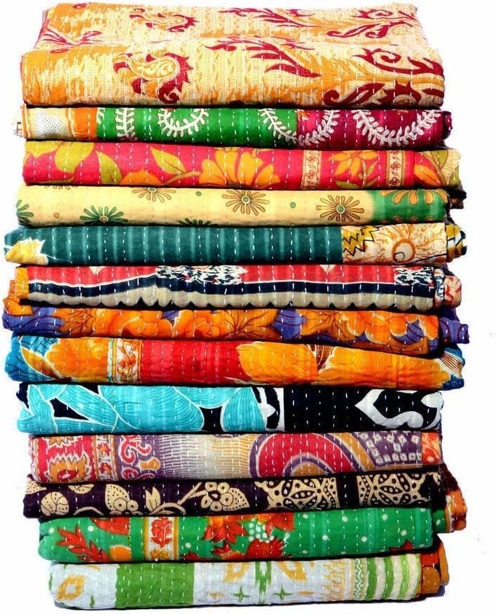 Sophia Art-Lot de 5 couvre-lits vintages en coton style Kantha indien