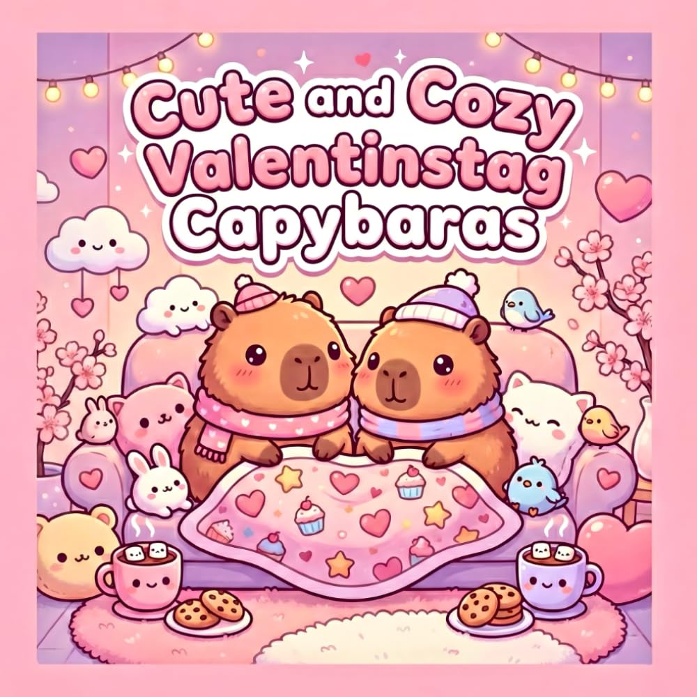 Cute & Cozy Valentinstag Capybaras · Ausmalbuch mit über 40 süßen Motiven für Teens & Erwachsene: Liebevolle Capybara-Motive zum Entspannen · Herzige Valentinstags-Illustrationen